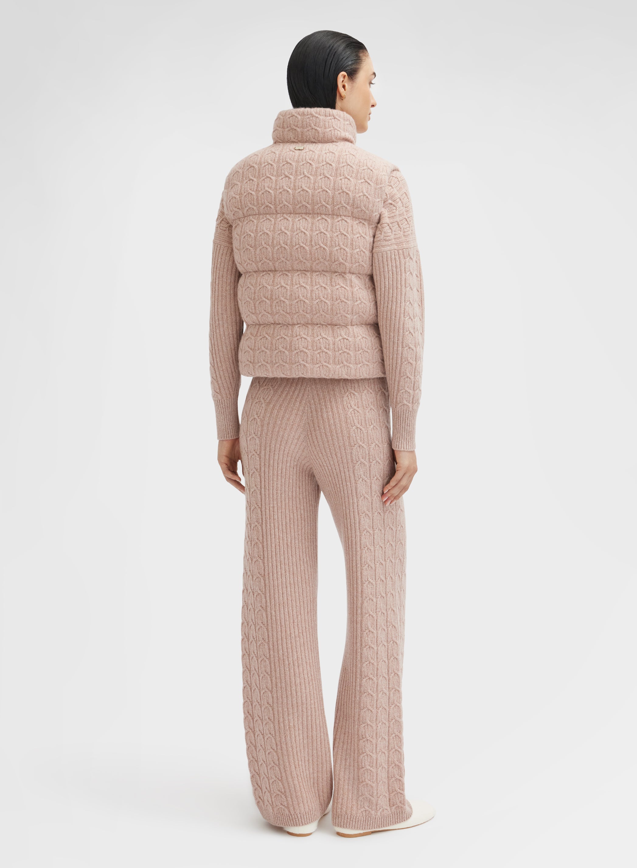 CABLE KNITTED CASHMERE CABAN ROSE