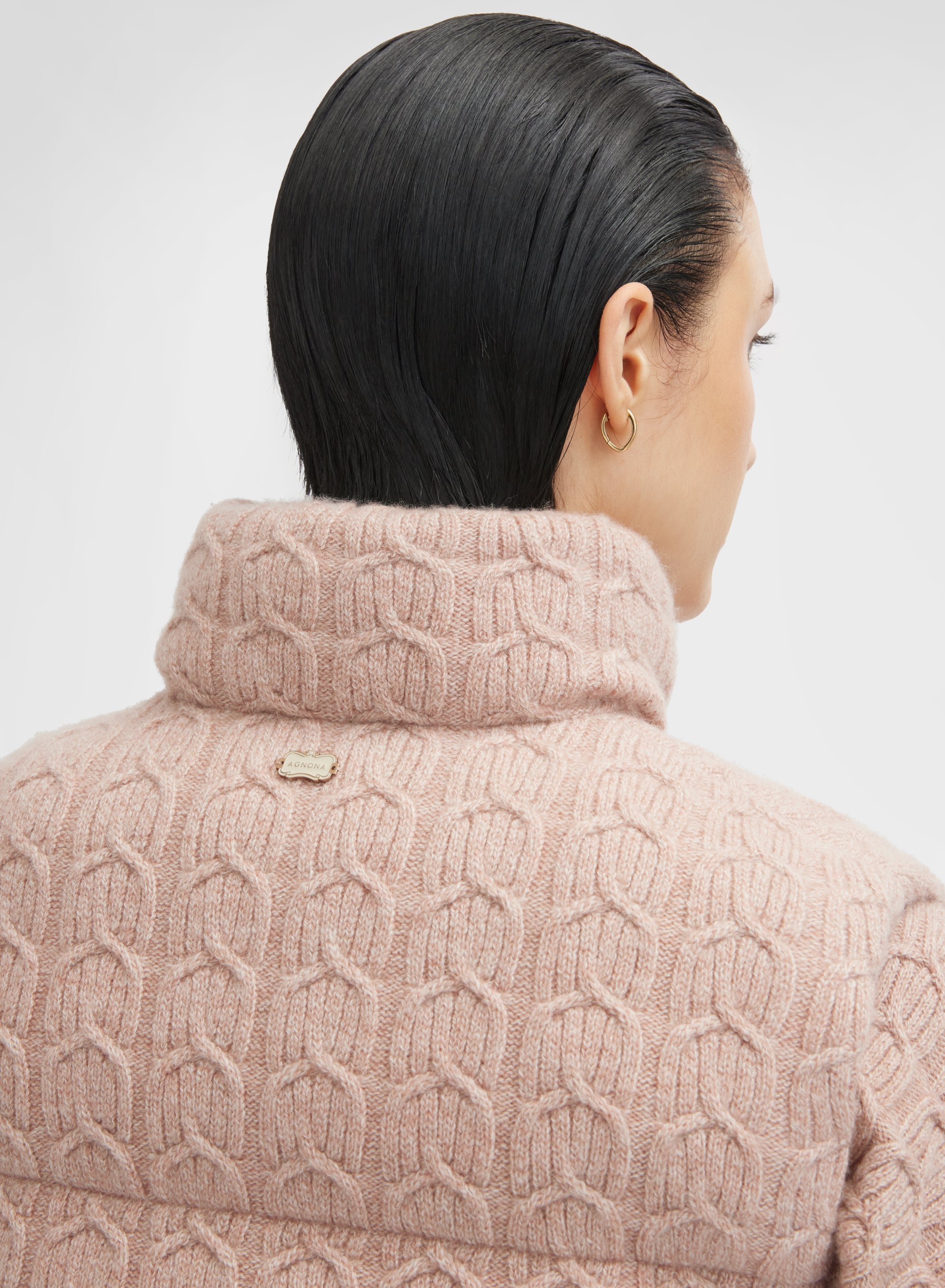 CABLE KNITTED CASHMERE CABAN ROSE