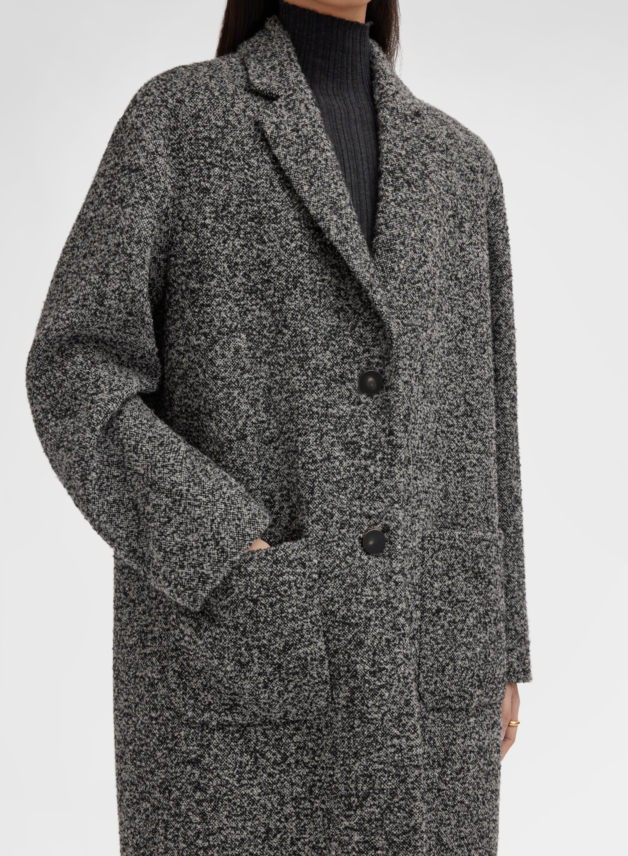 CASHMERE SPAZZOLINO BOUCLE COAT DARK GREY