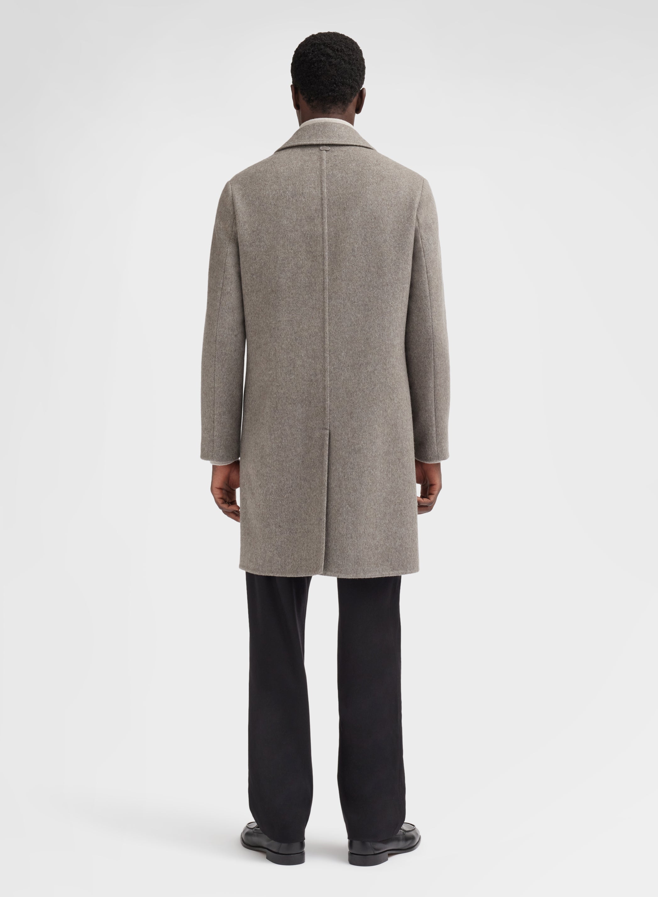 DIAGONAL DOUBLE FACE COAT SESAME