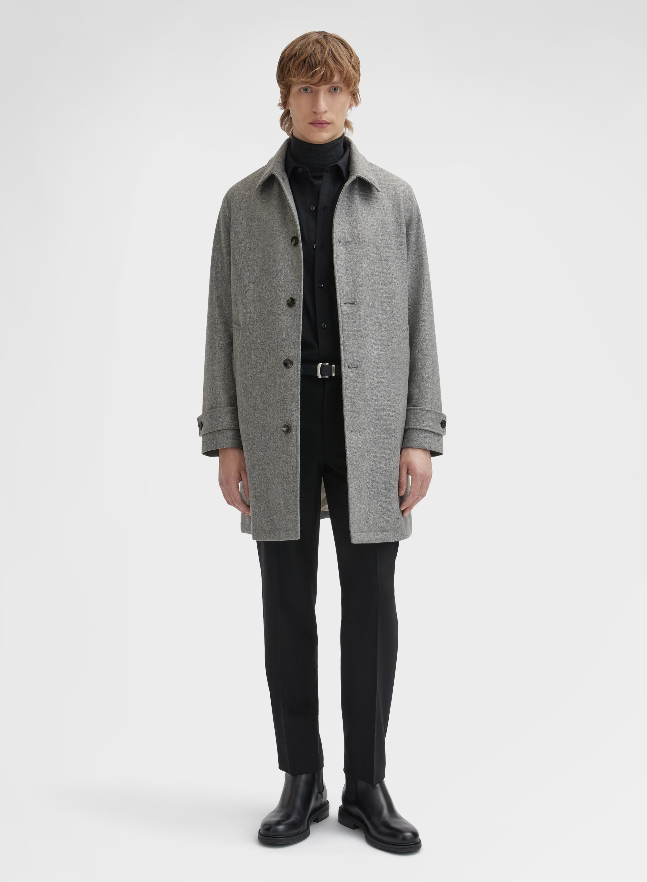 TEXTURED CASHMERE STORMLIGHT COAT FLANNEL
