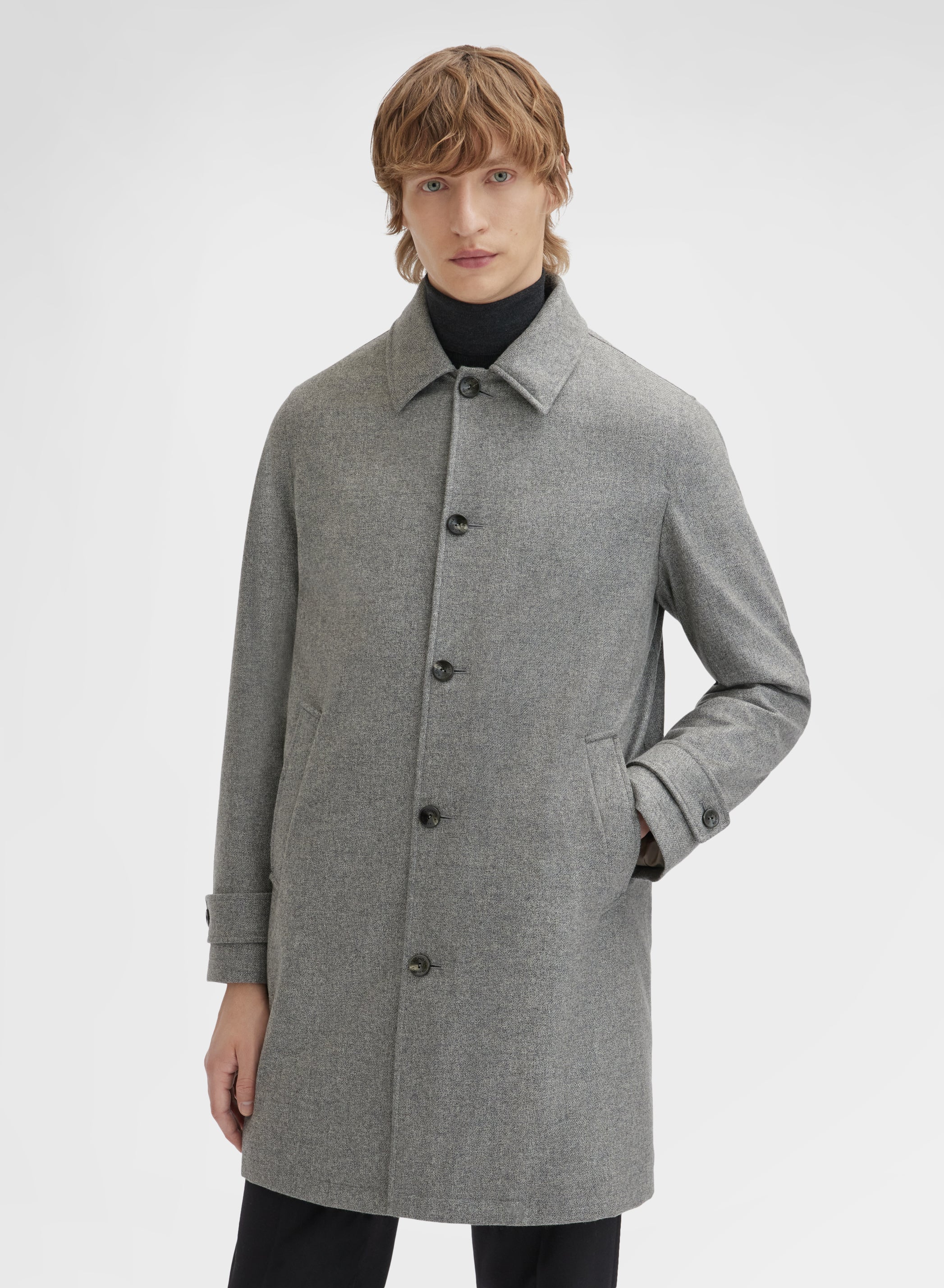 TEXTURED CASHMERE STORMLIGHT COAT FLANNEL
