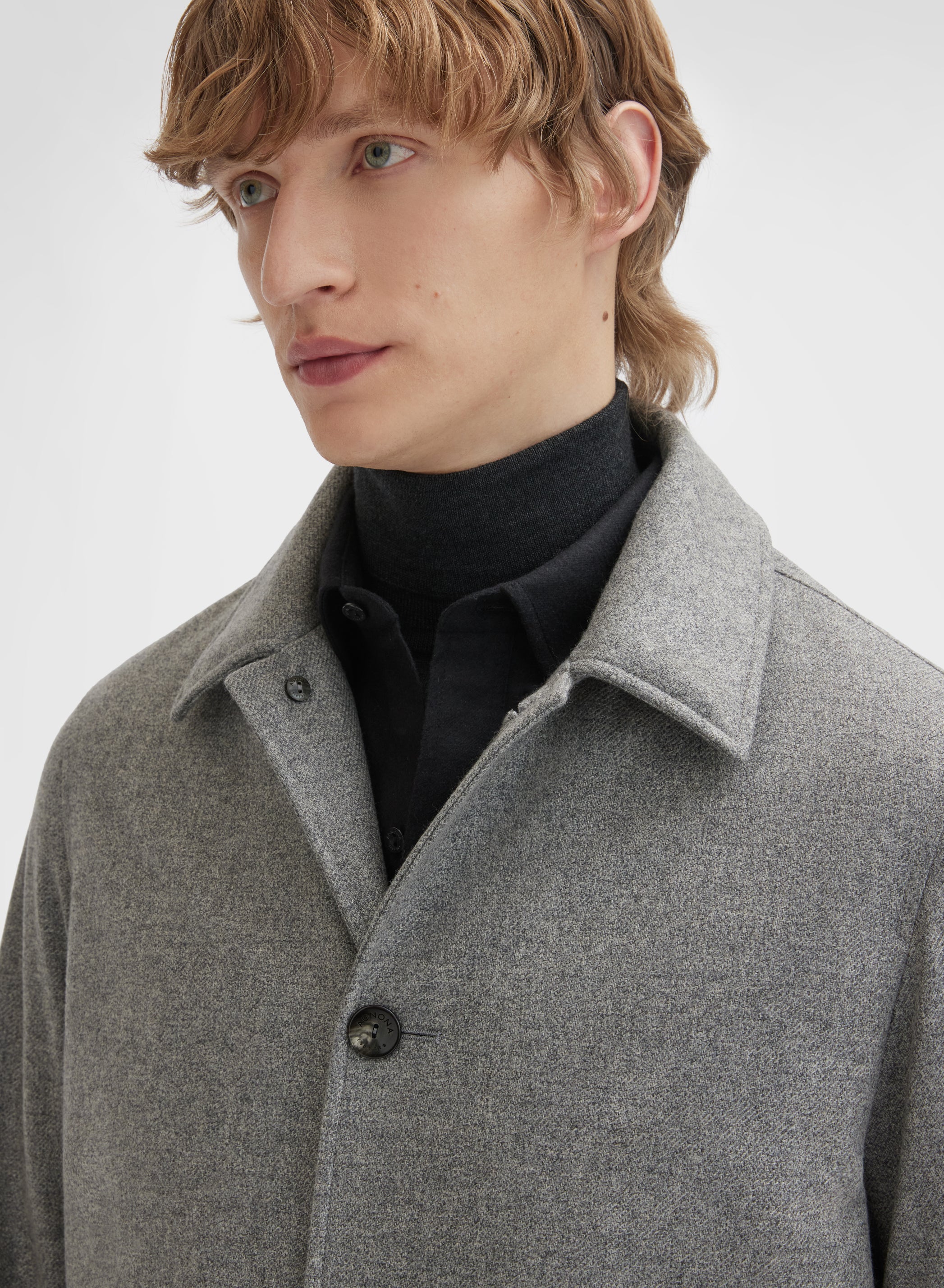 TEXTURED CASHMERE STORMLIGHT COAT FLANNEL