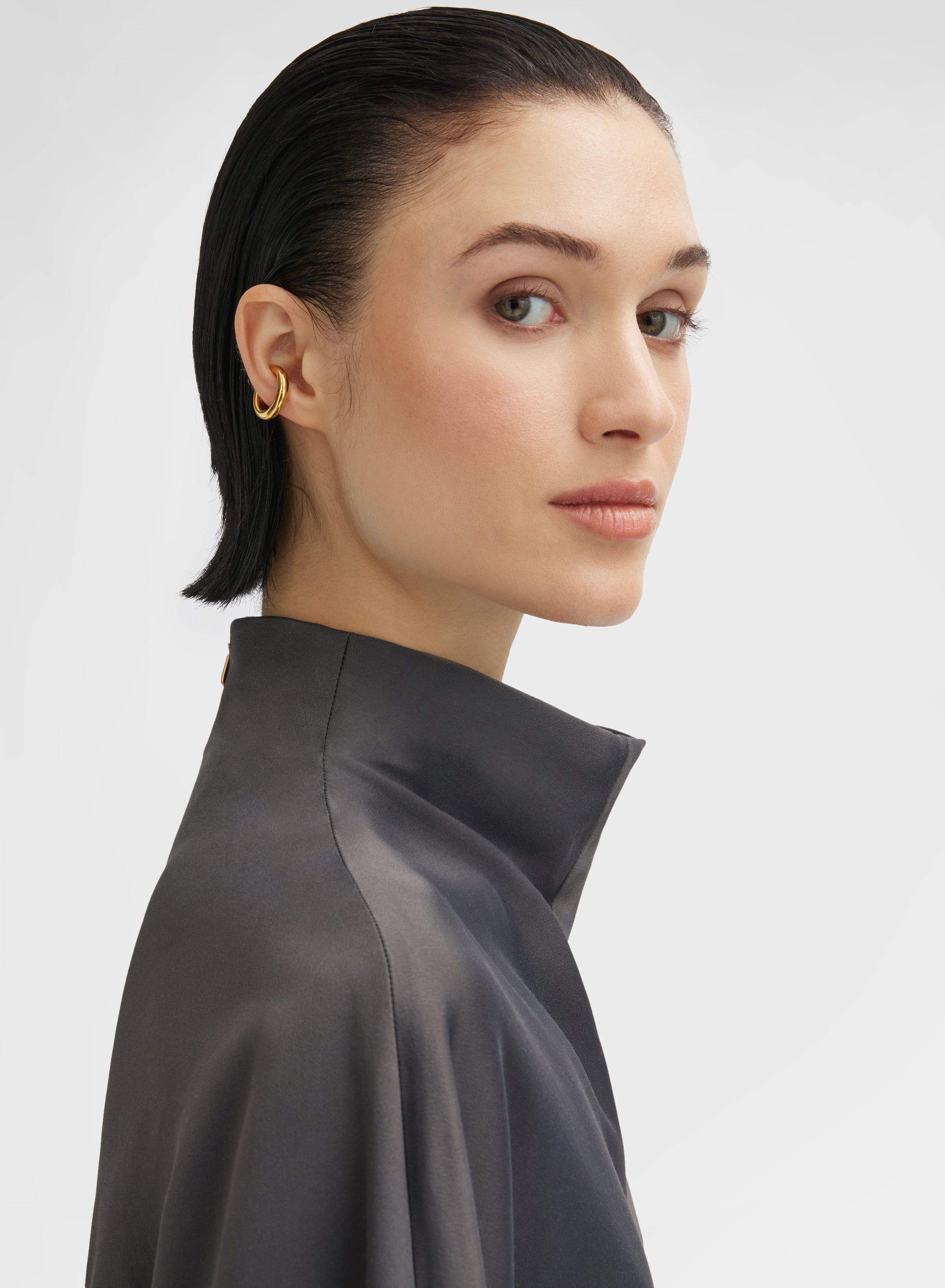 SHINY WOOL BLEND CADY DRESS DARK CUMINO