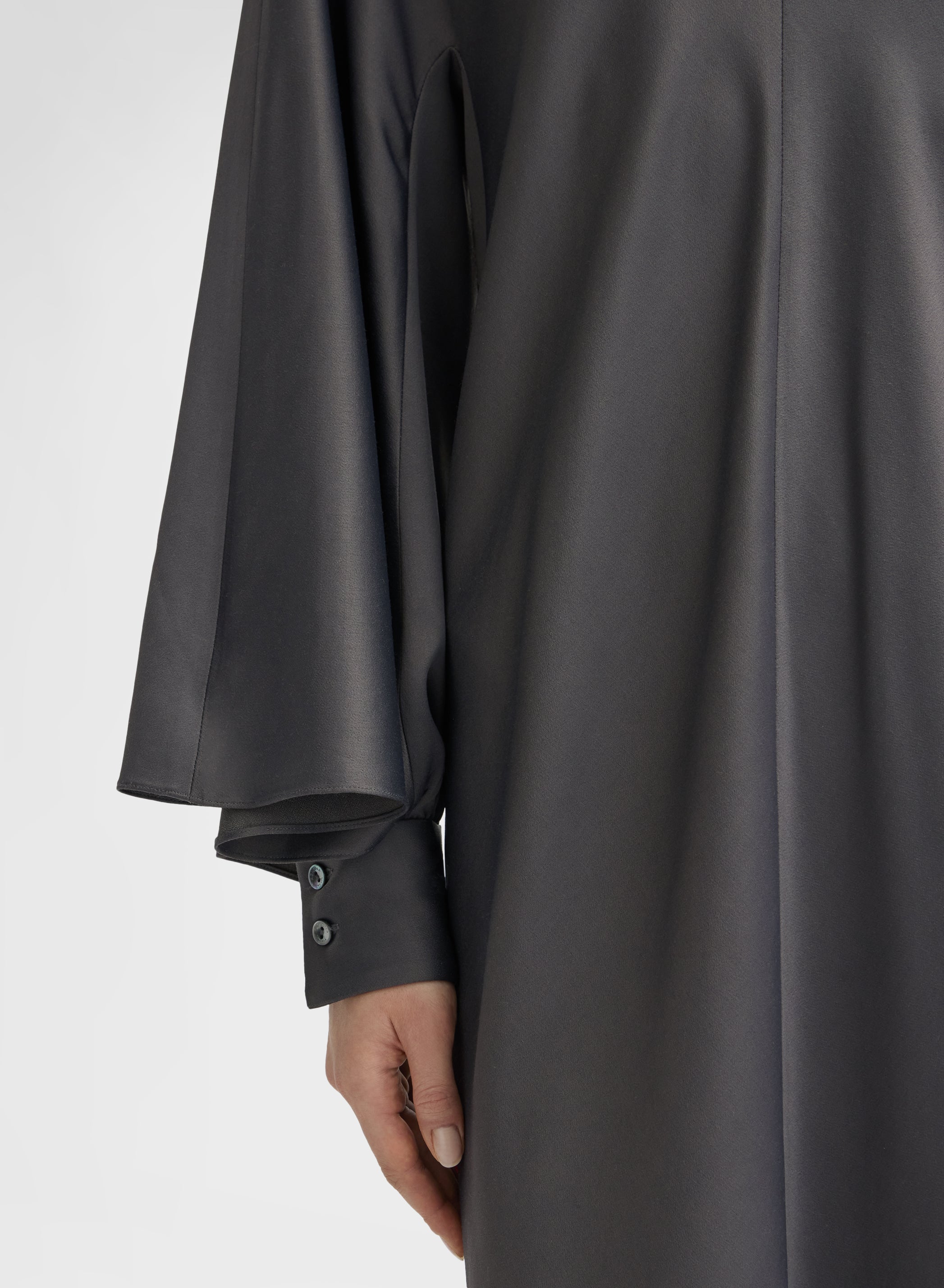 SHINY WOOL BLEND CADY DRESS DARK CUMINO