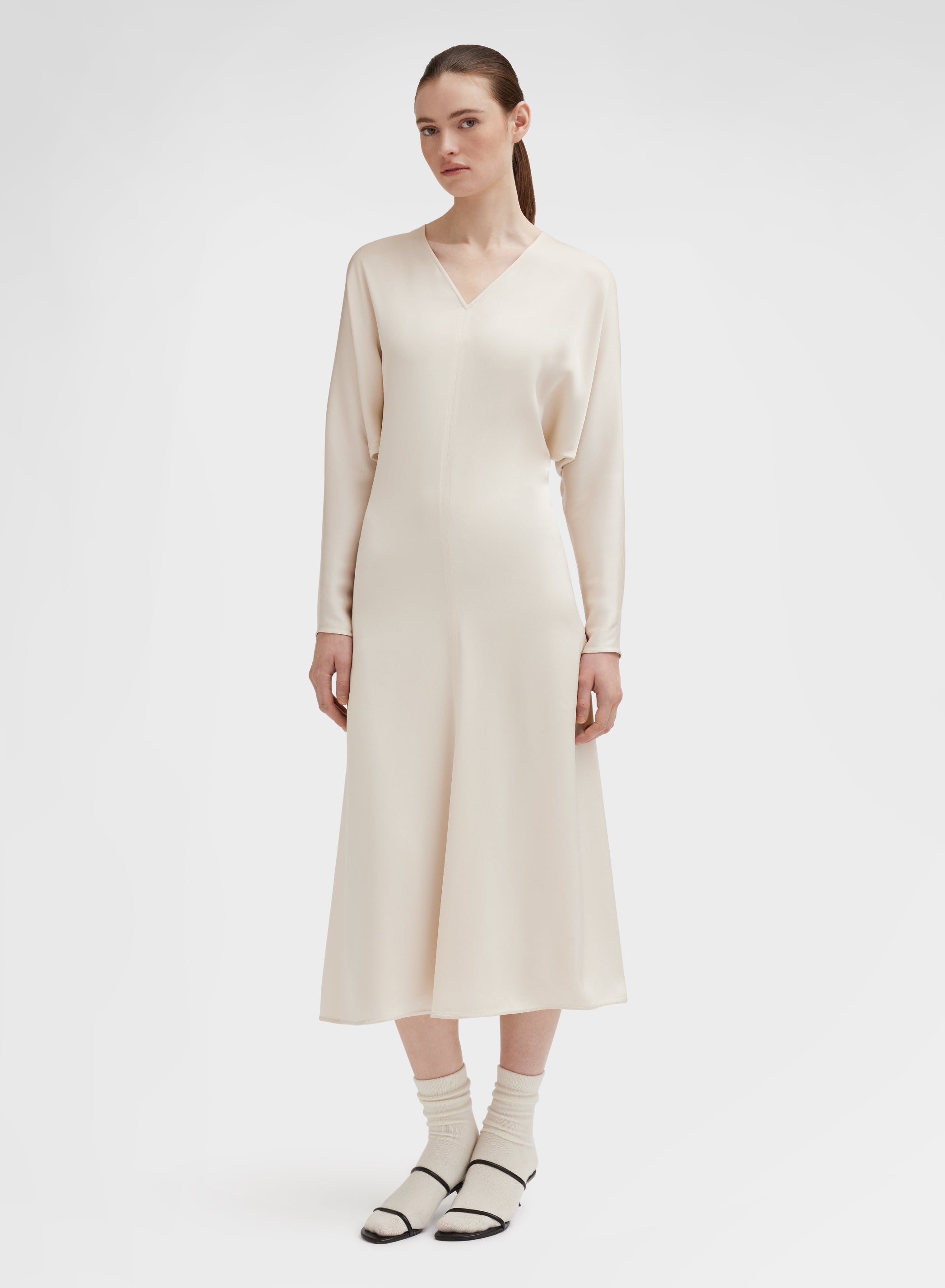 SILK BLEND SATIN DRESS CHAMPAGNE