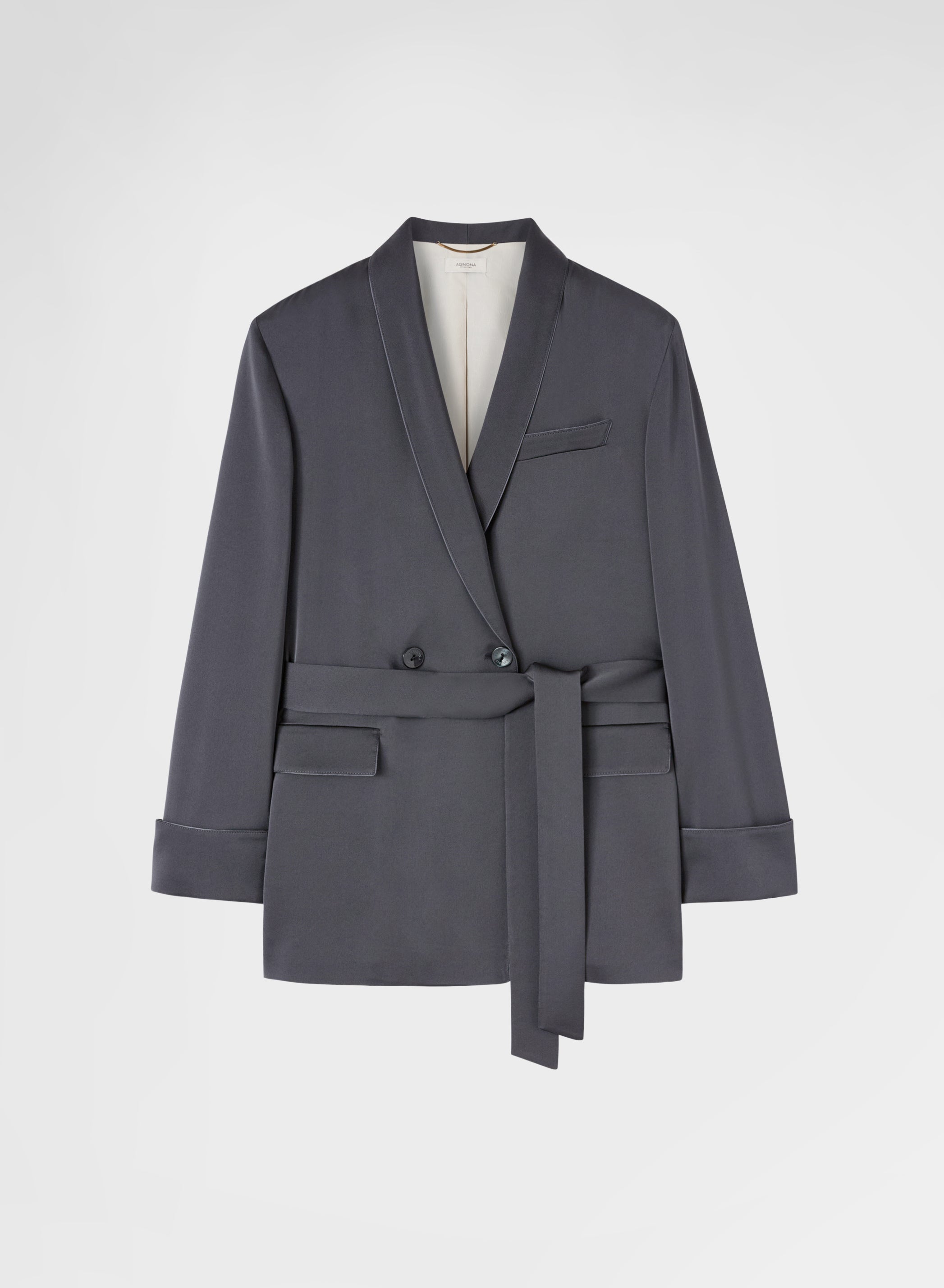 SILK BLEND SATIN JACKET CHARCOAL