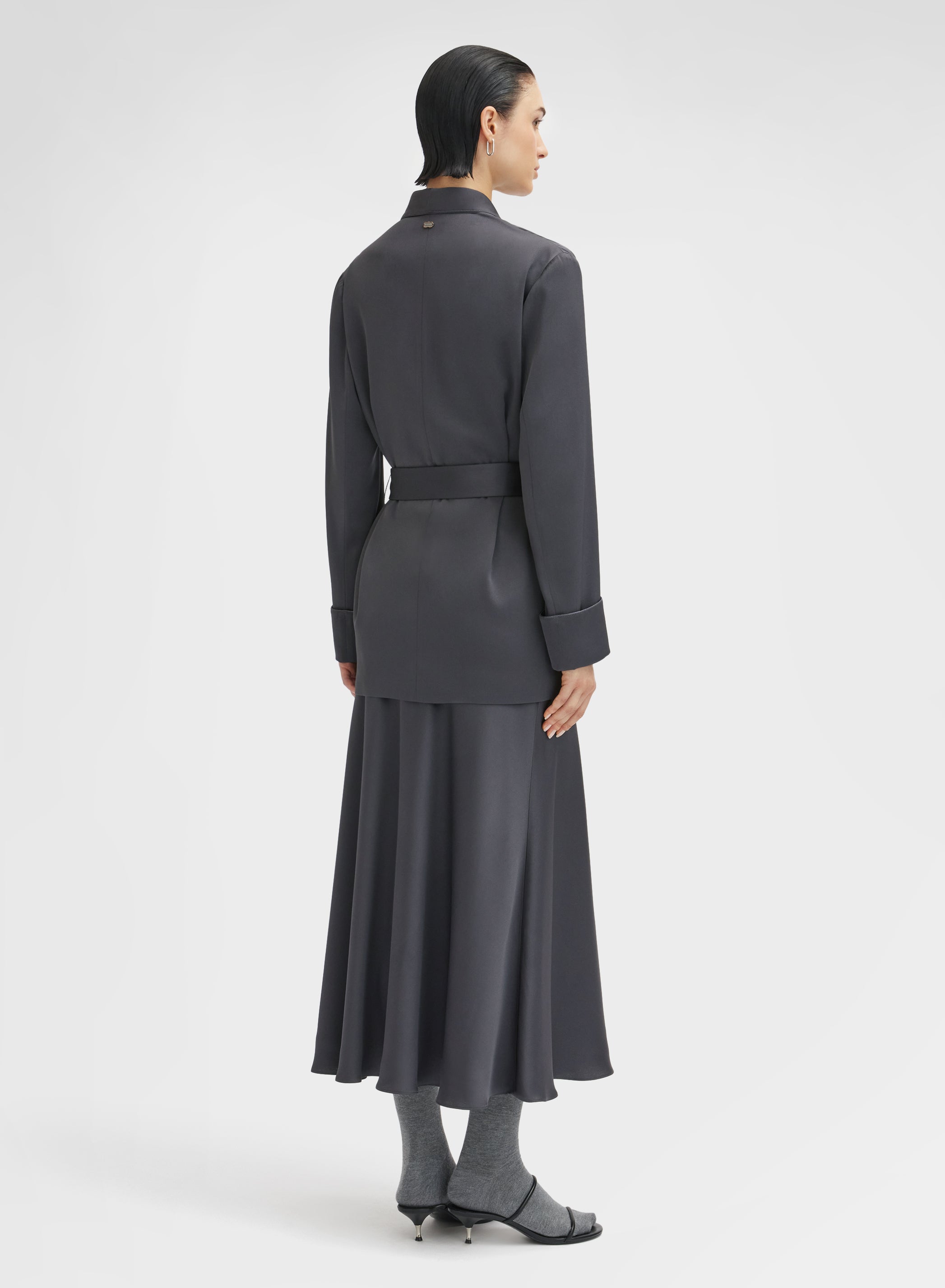 SILK BLEND SATIN JACKET CHARCOAL