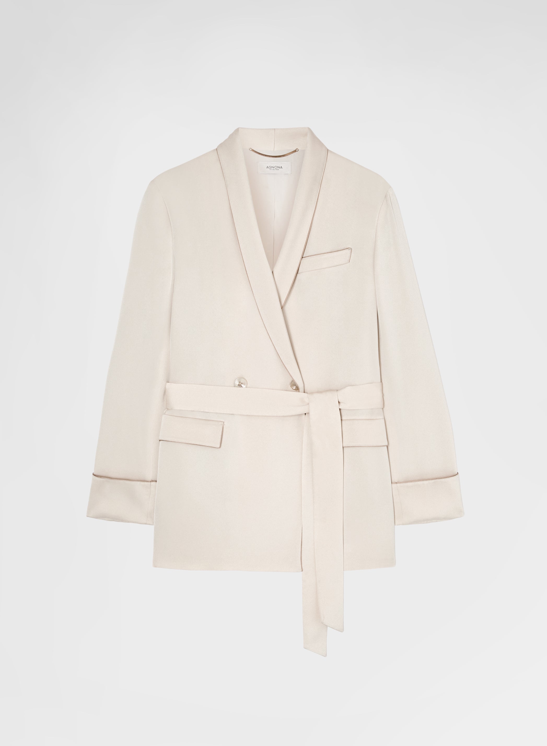 SILK BLEND SATIN JACKET CHAMPAGNE
