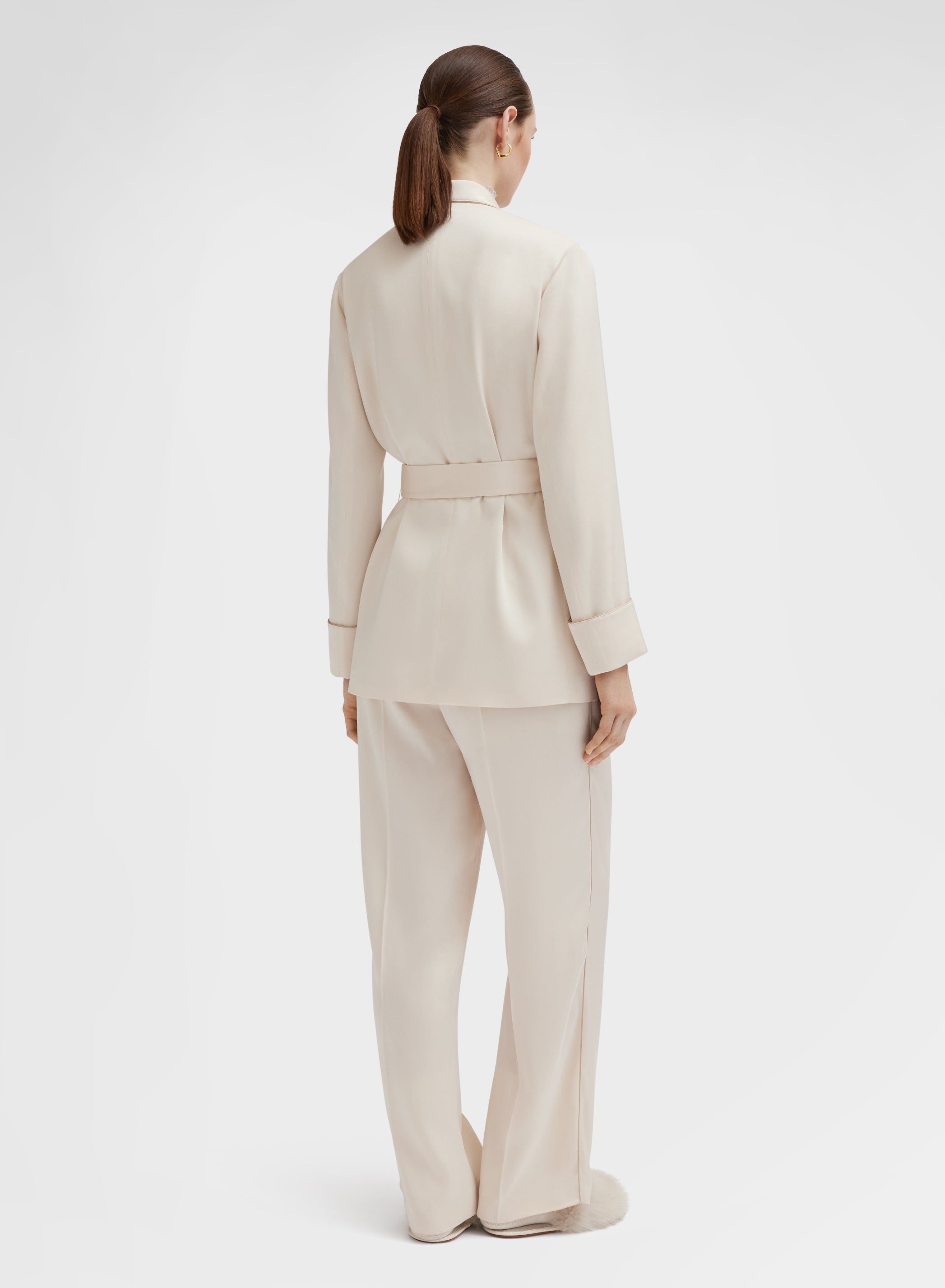 SILK BLEND SATIN JACKET CHAMPAGNE