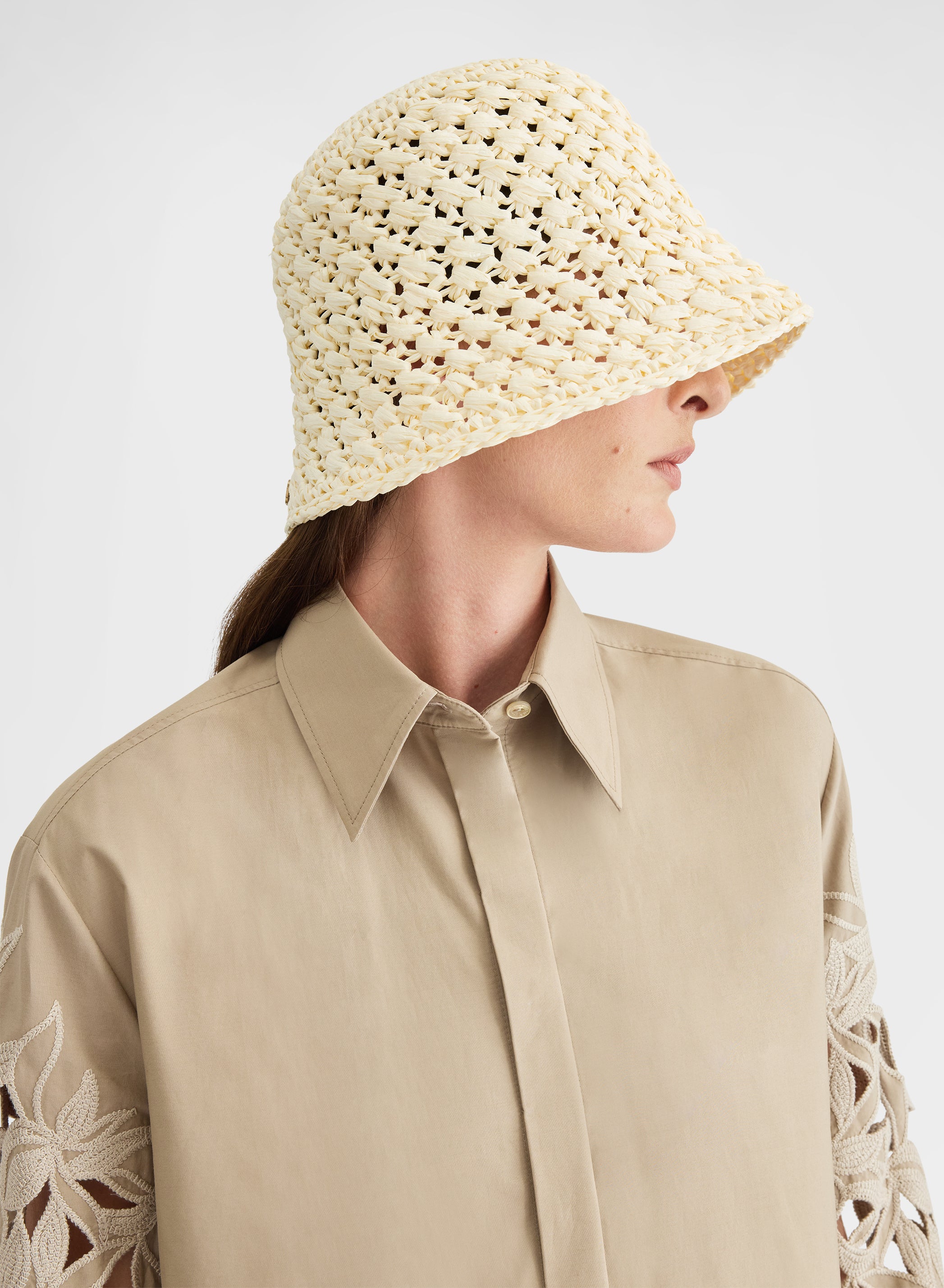 RAFIA HAT AGNONA WHITE