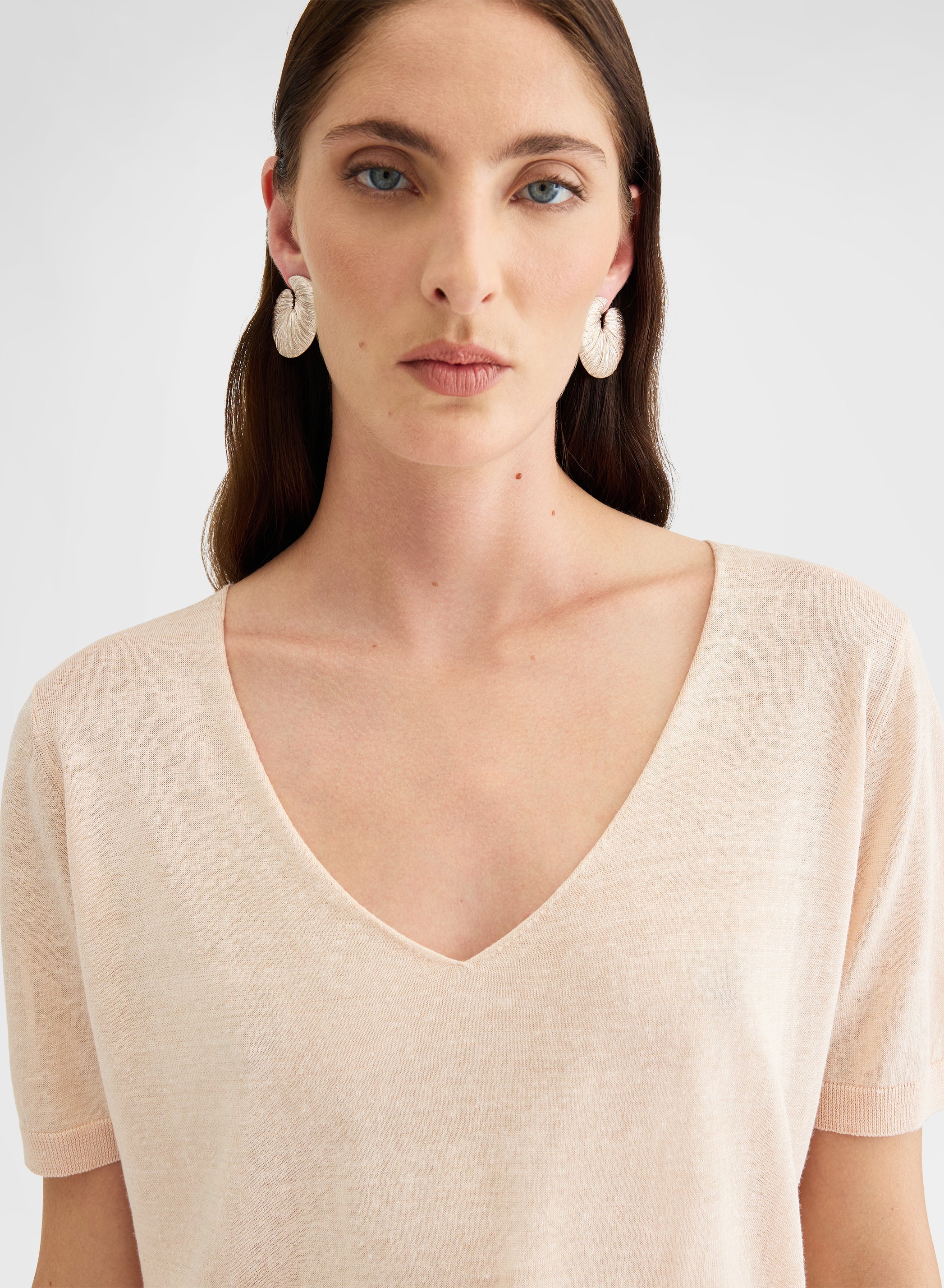 SHORT SLEEVE V-NECK PEACH