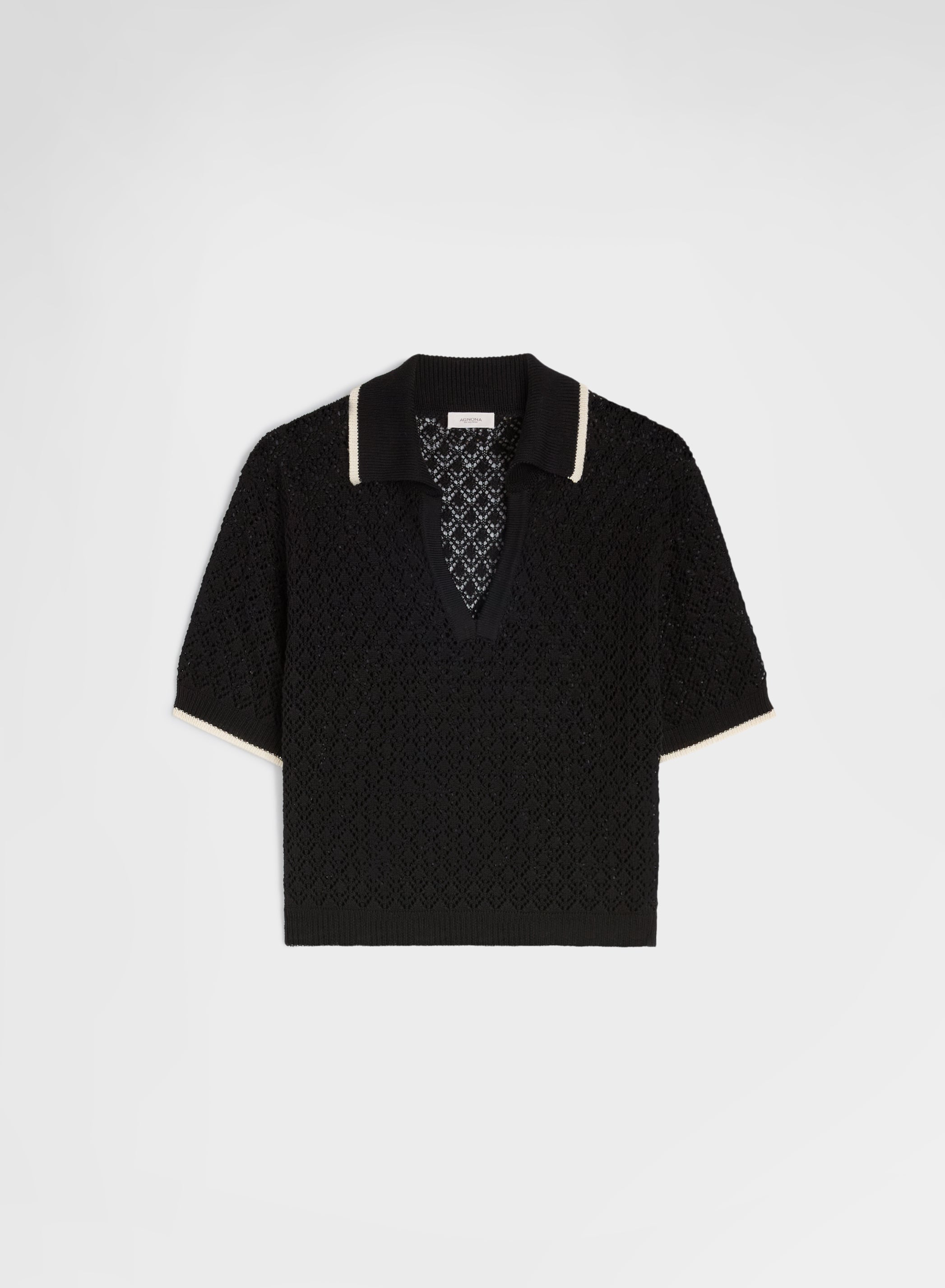 SHORT SLEEVE POLO CROCHET BLACK