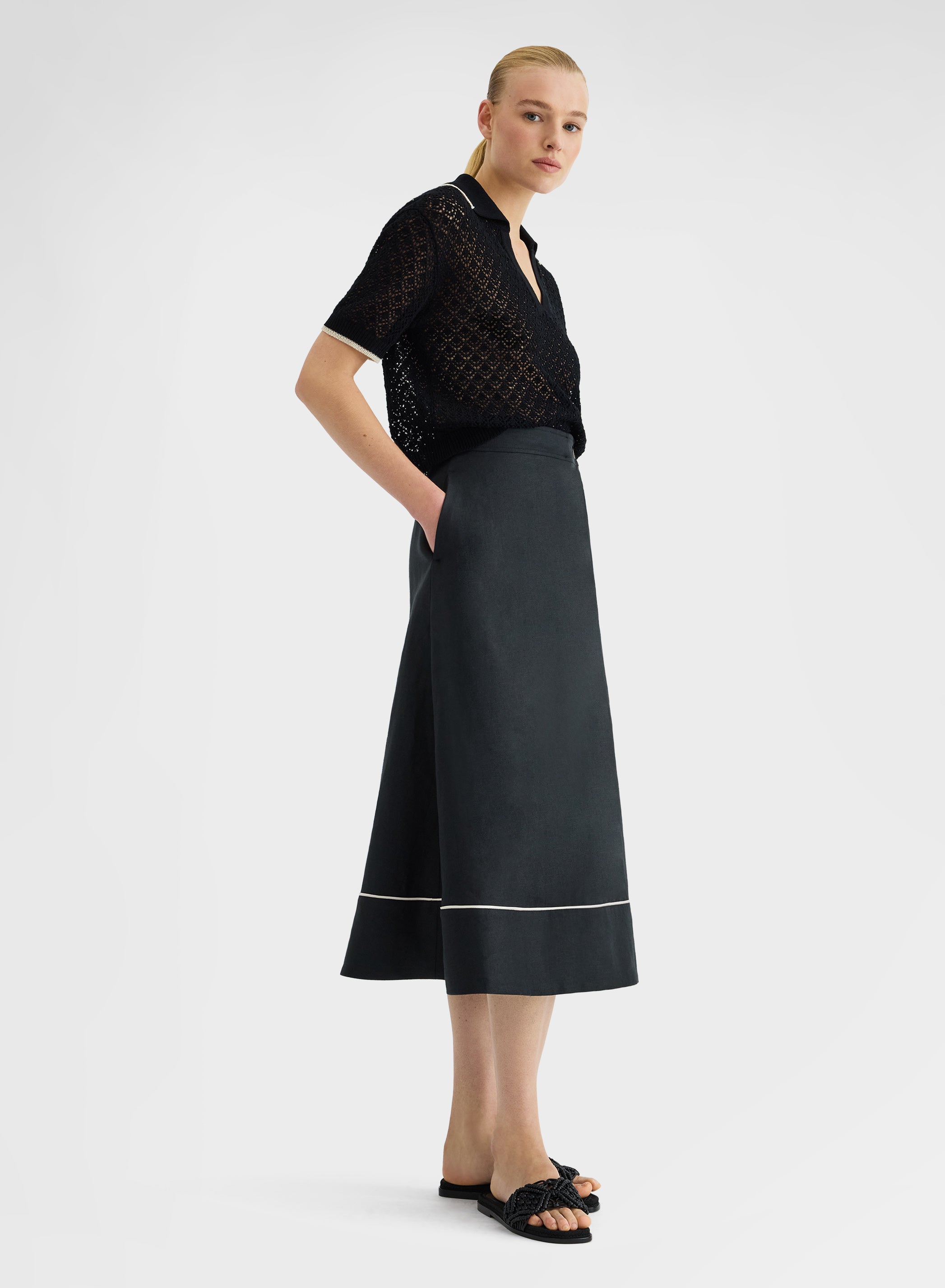 SHORT SLEEVE POLO CROCHET BLACK