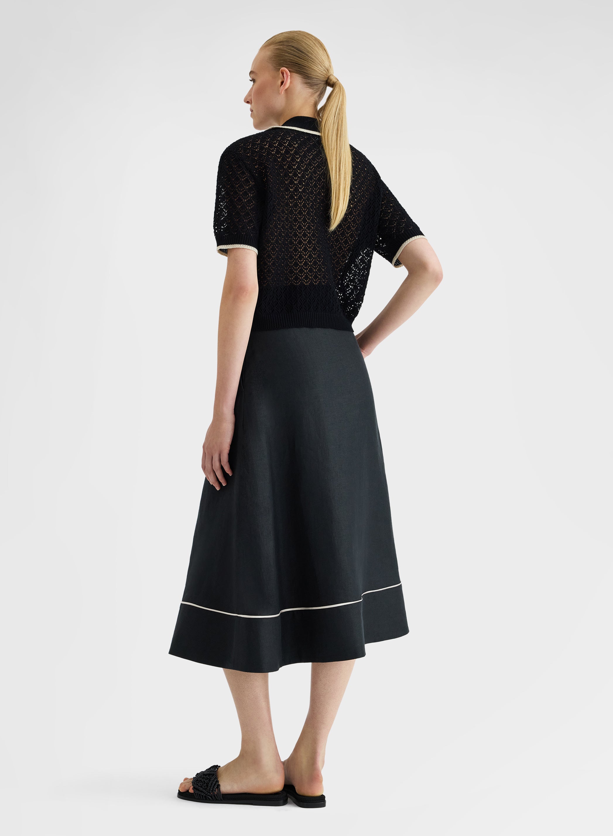 SHORT SLEEVE POLO CROCHET BLACK