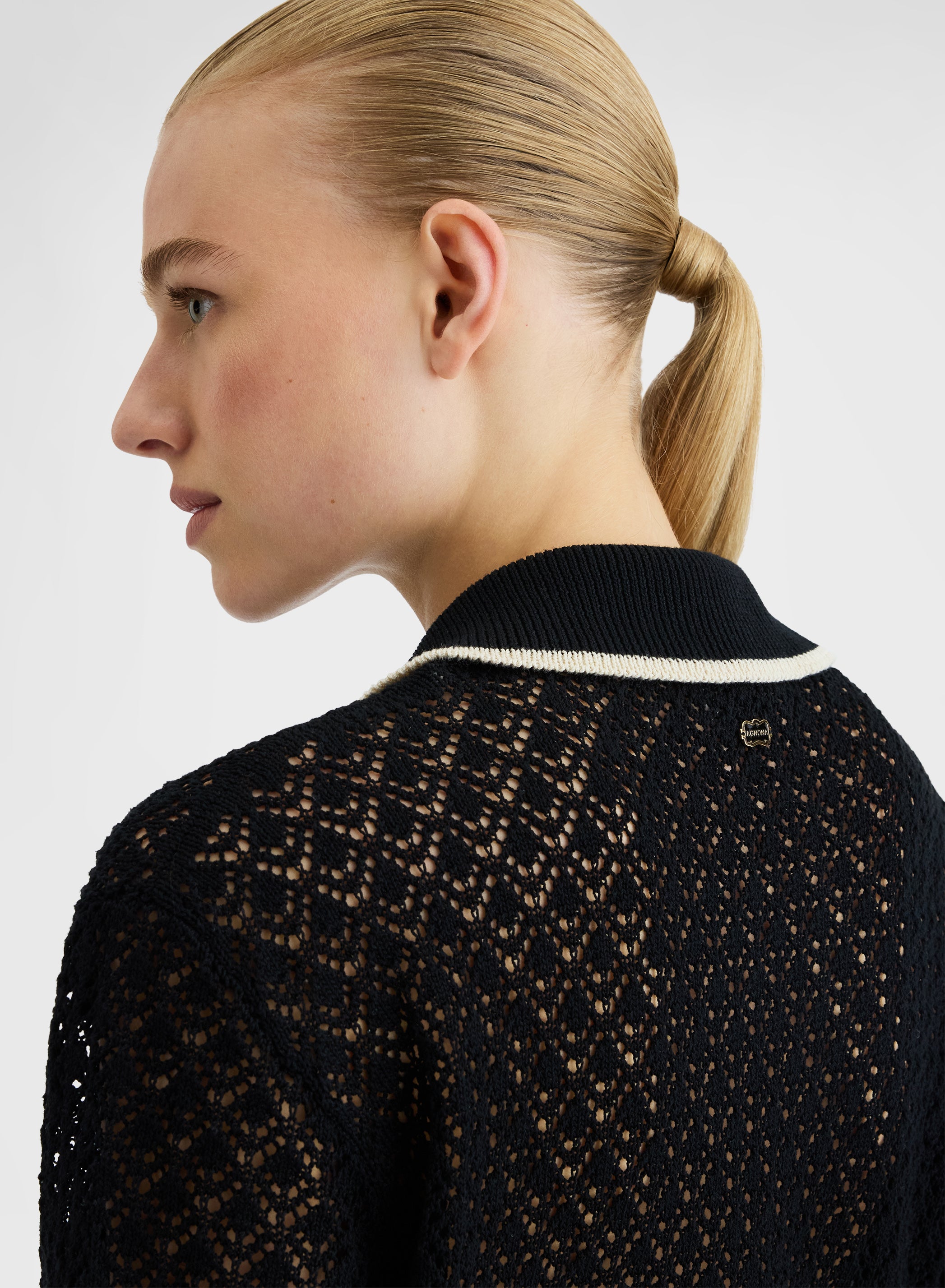 SHORT SLEEVE POLO CROCHET BLACK