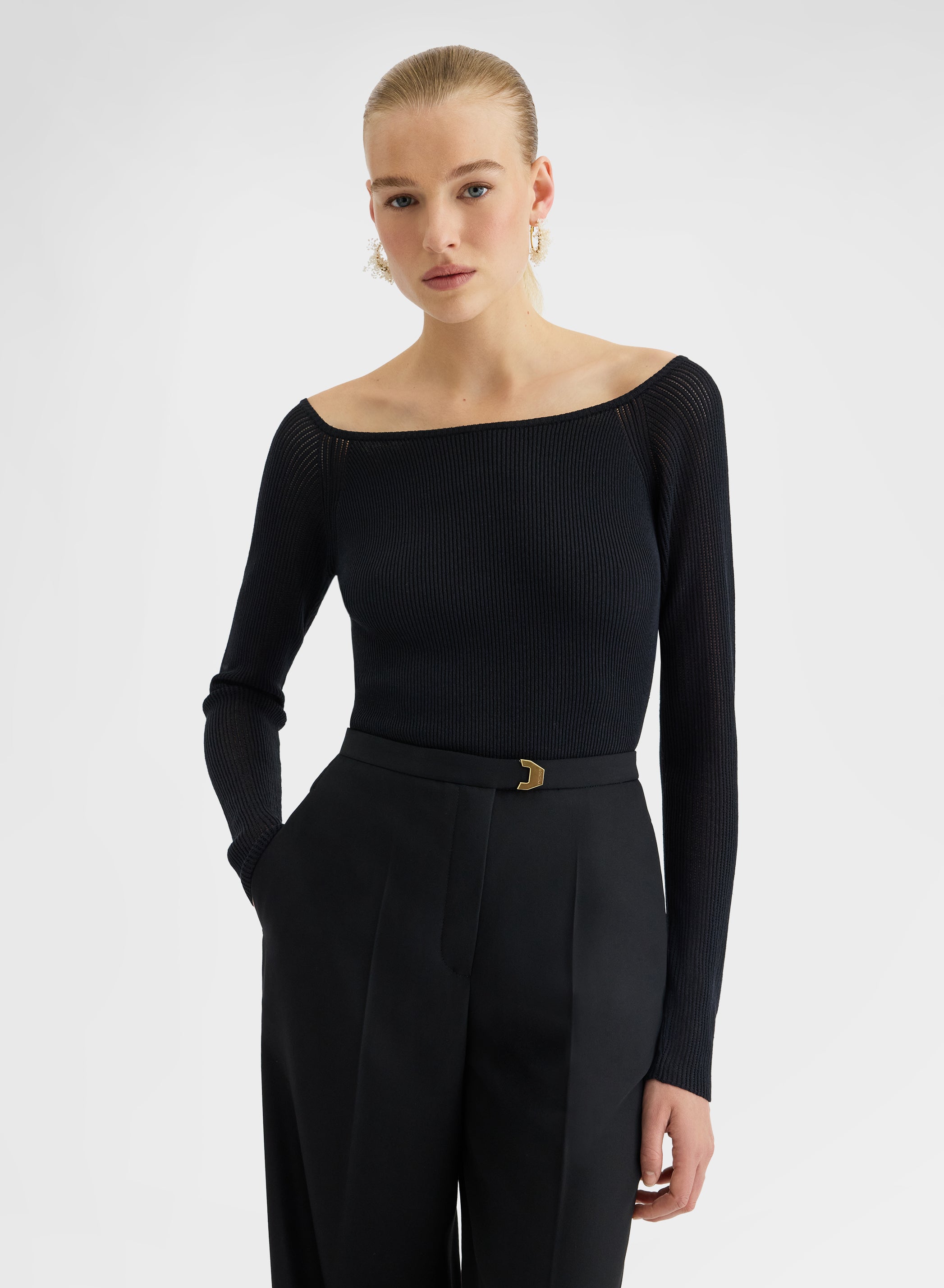 LONG SLEEVE BOATNECK SABBIA BLACK