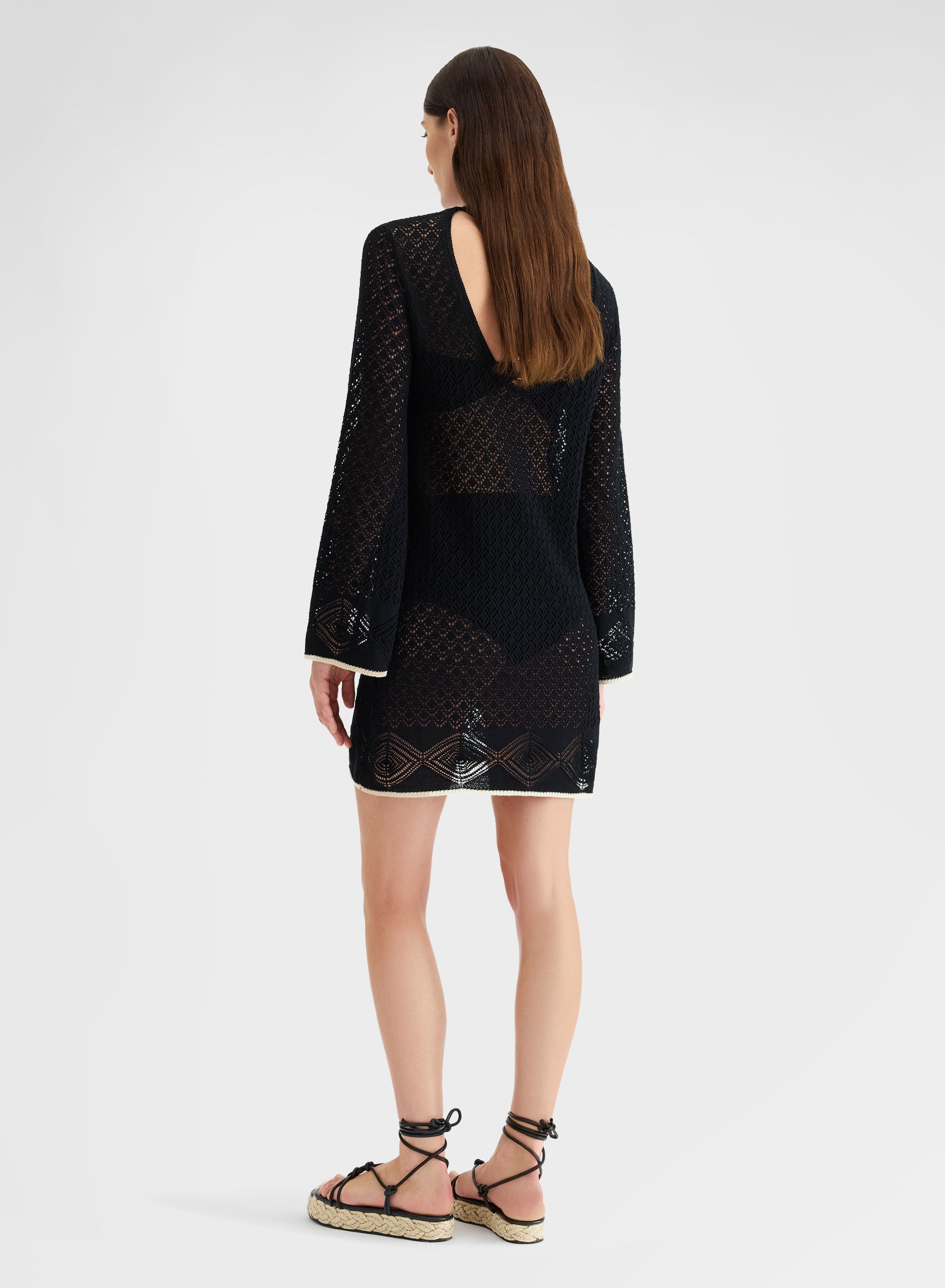 LONG SLEEVE DRESS CROCHET BLACK