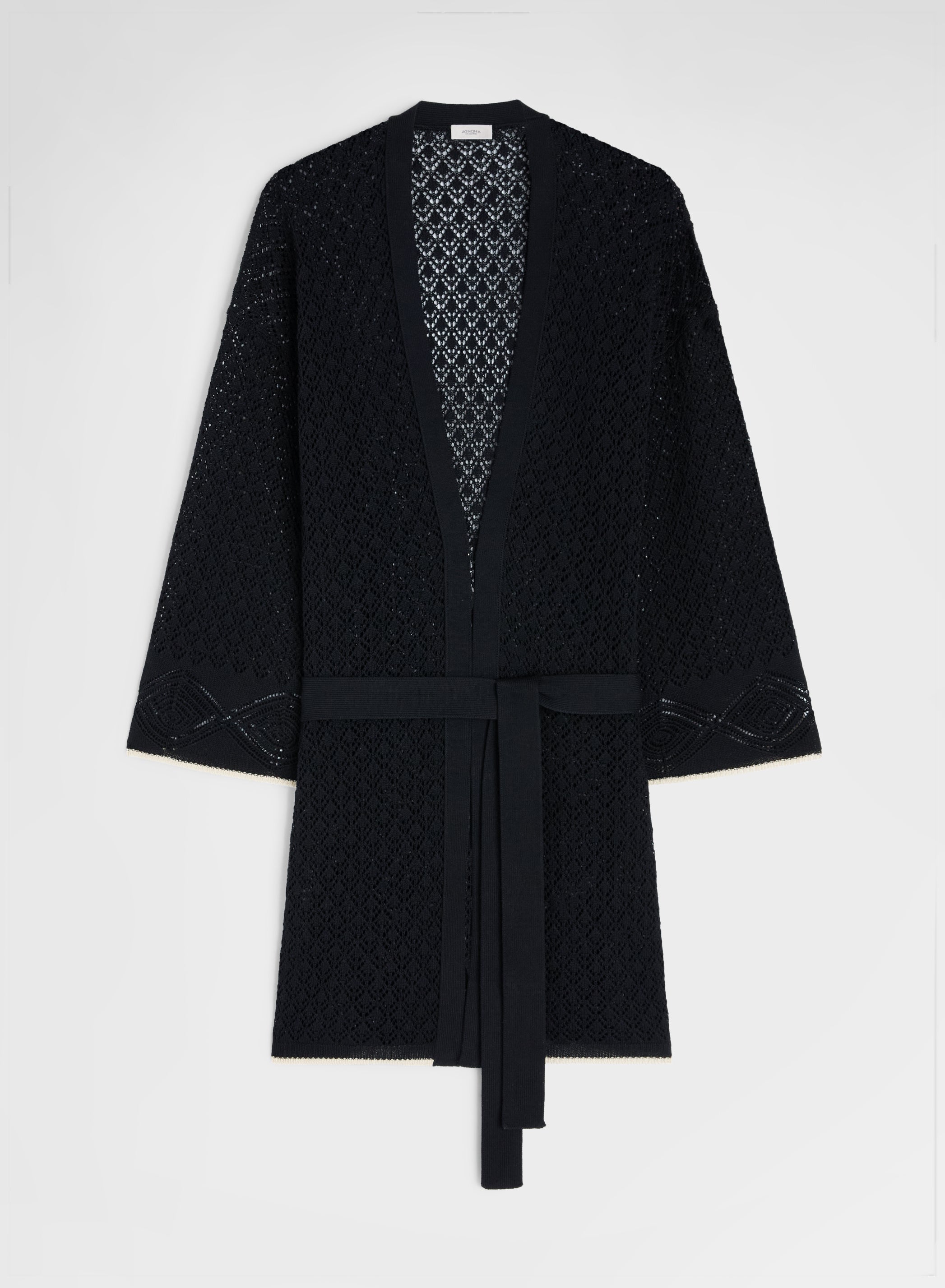 BELTED KAFTAN CROCHET BLACK