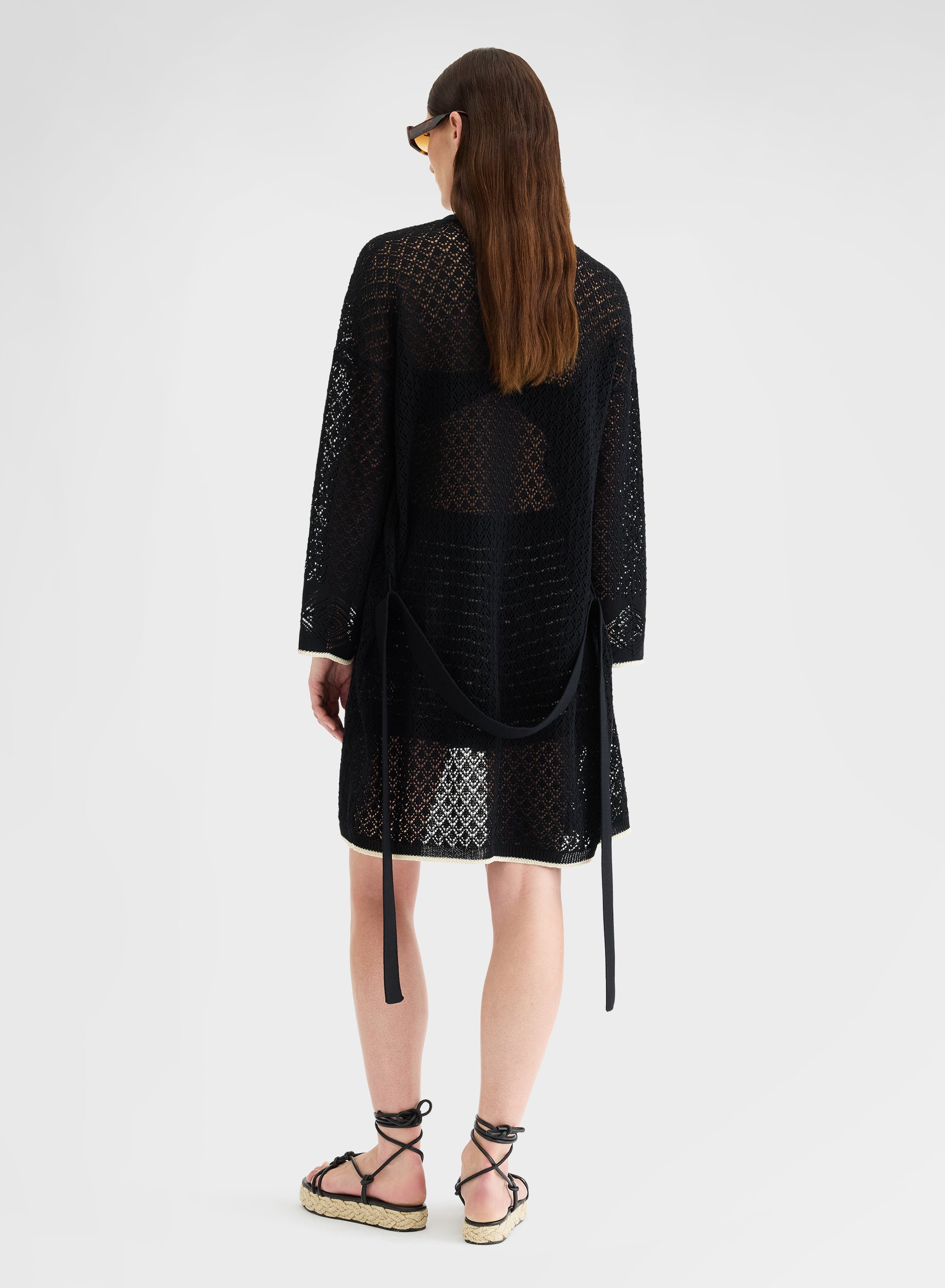 BELTED KAFTAN CROCHET BLACK