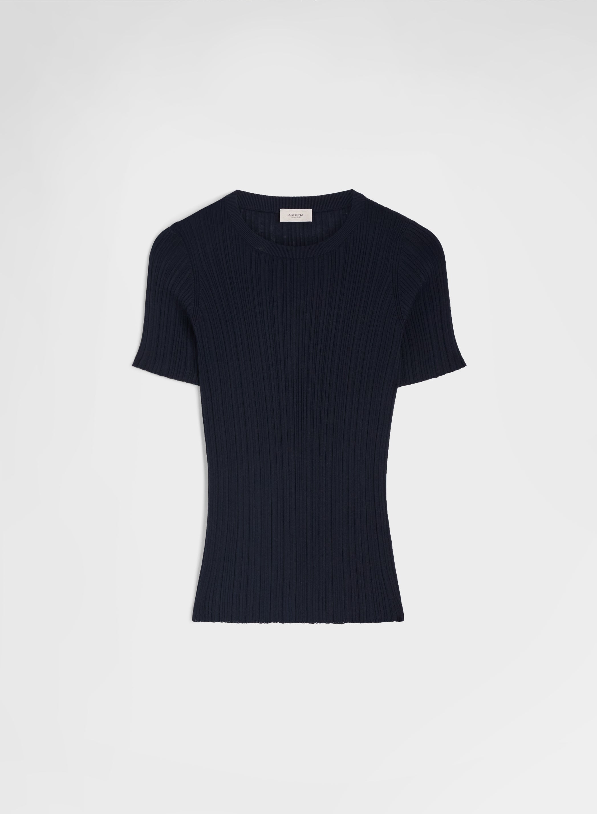 SHORT SLEEVE CREWNECK MICRO PLISSE NAVY