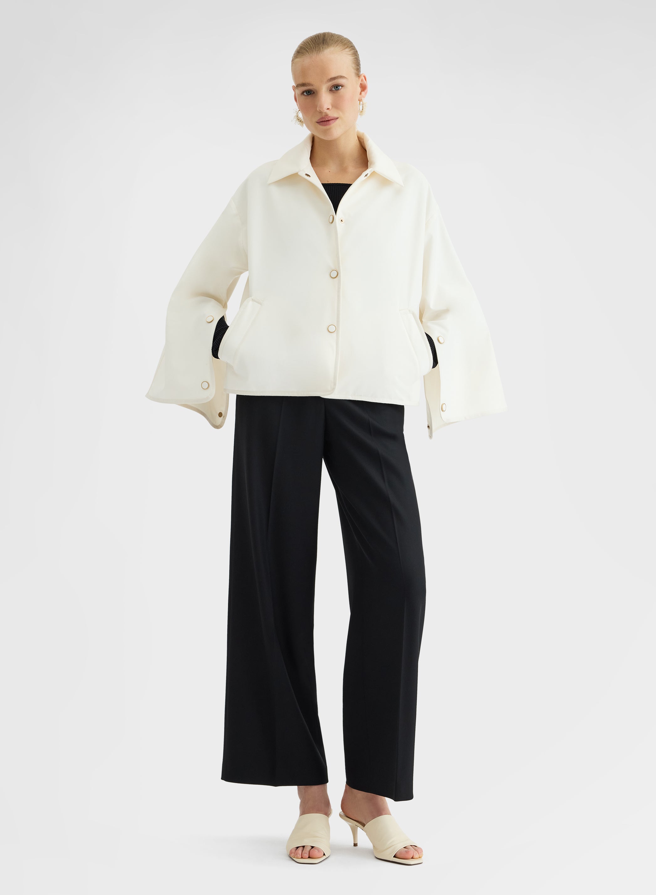 FLUID VISCOSE WOOL AMANDA PANTS BLACK