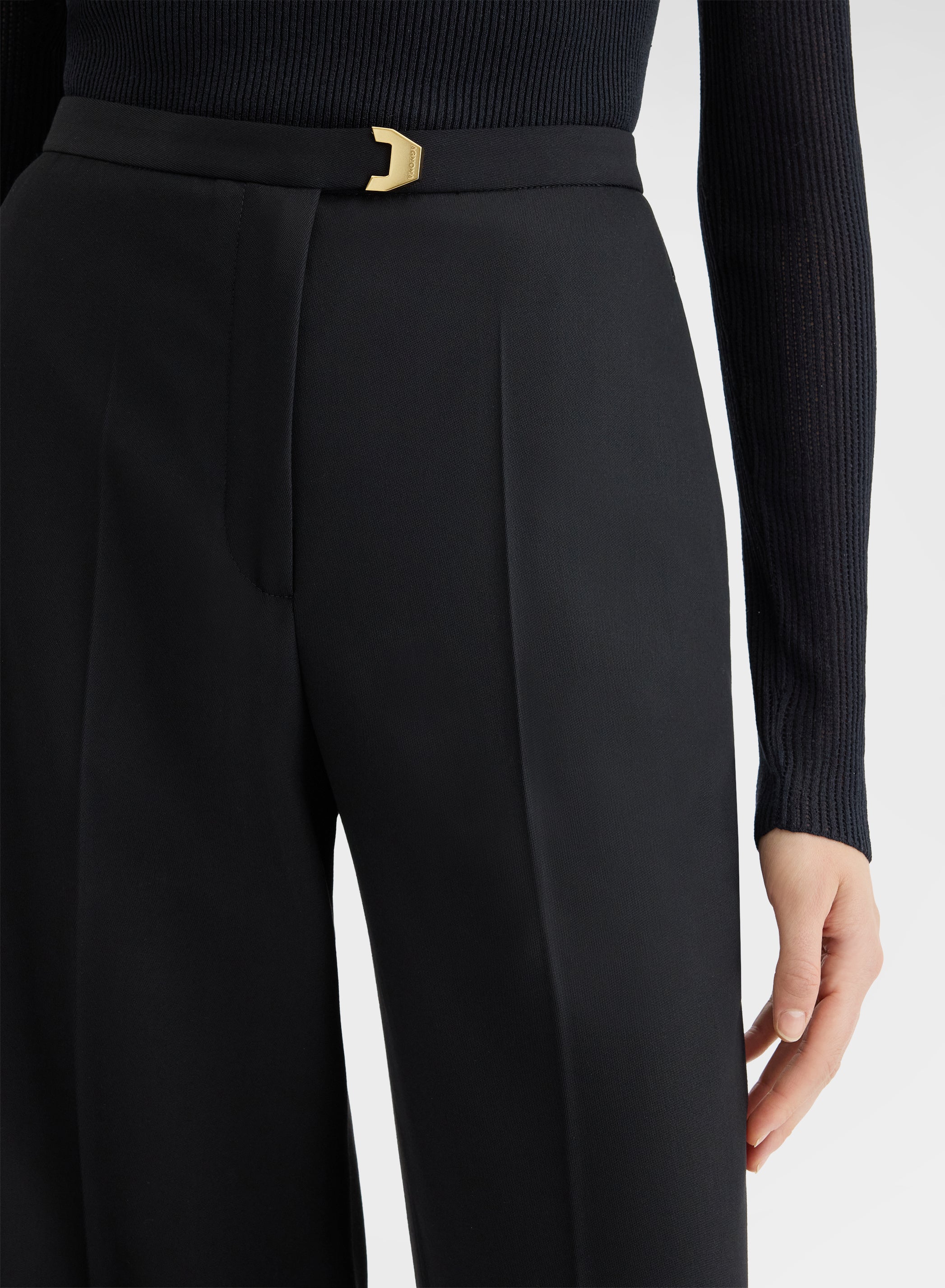 FLUID VISCOSE WOOL AMANDA PANTS BLACK