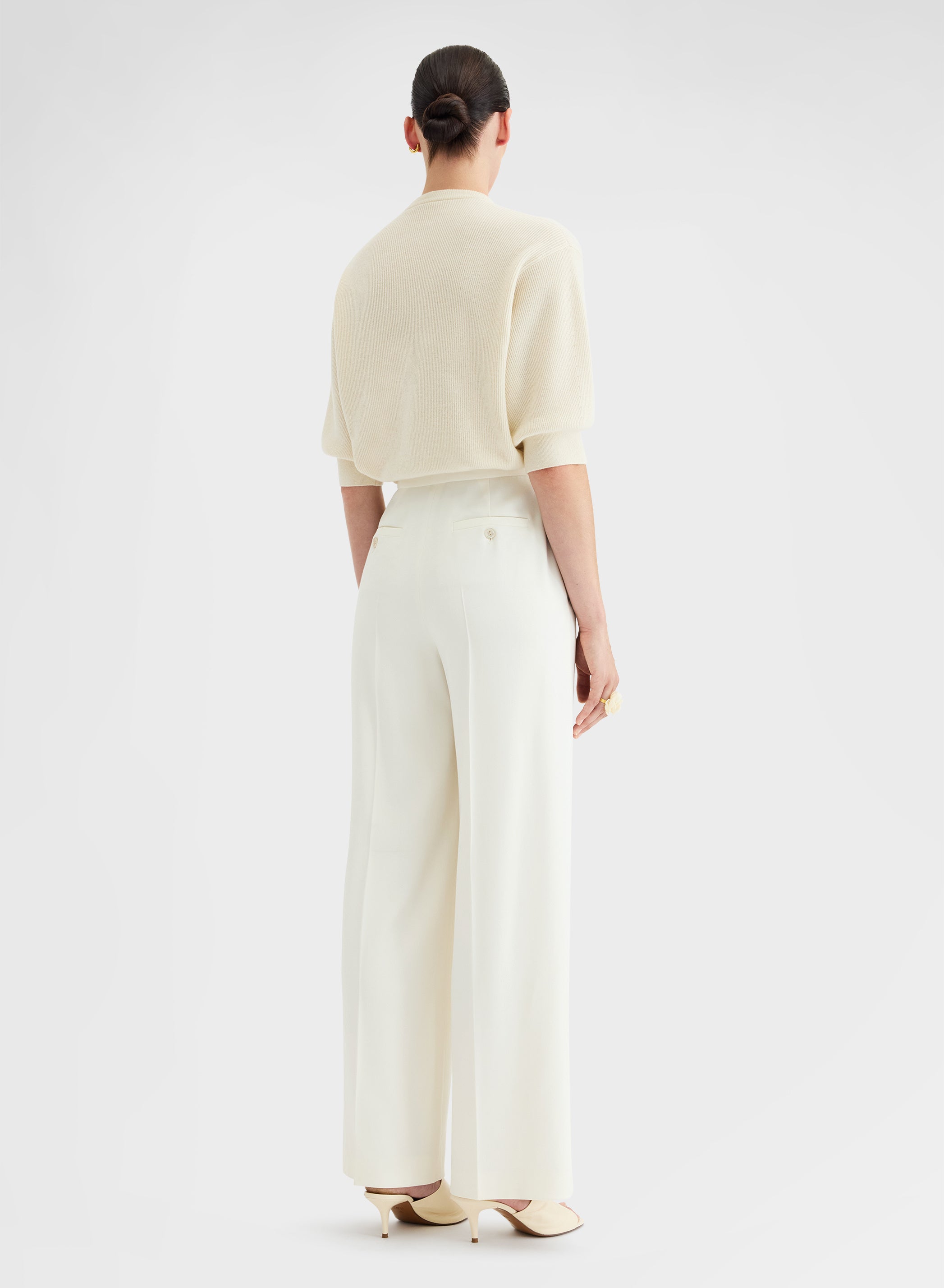 FLUID VISCOSE WOOL AMANDA PANTS WHITE