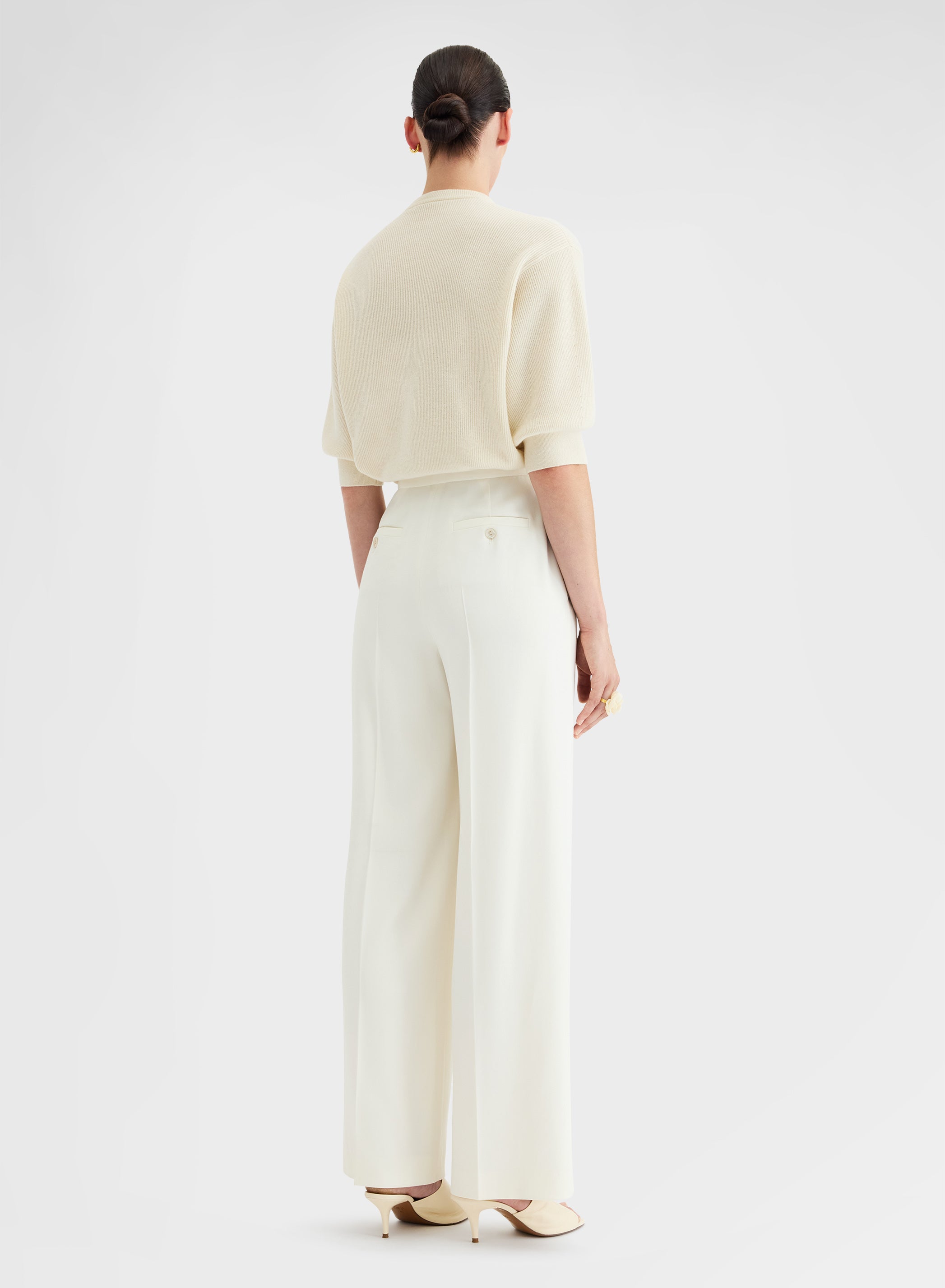 FLUID VISCOSE WOOL AMANDA PANTS WHITE