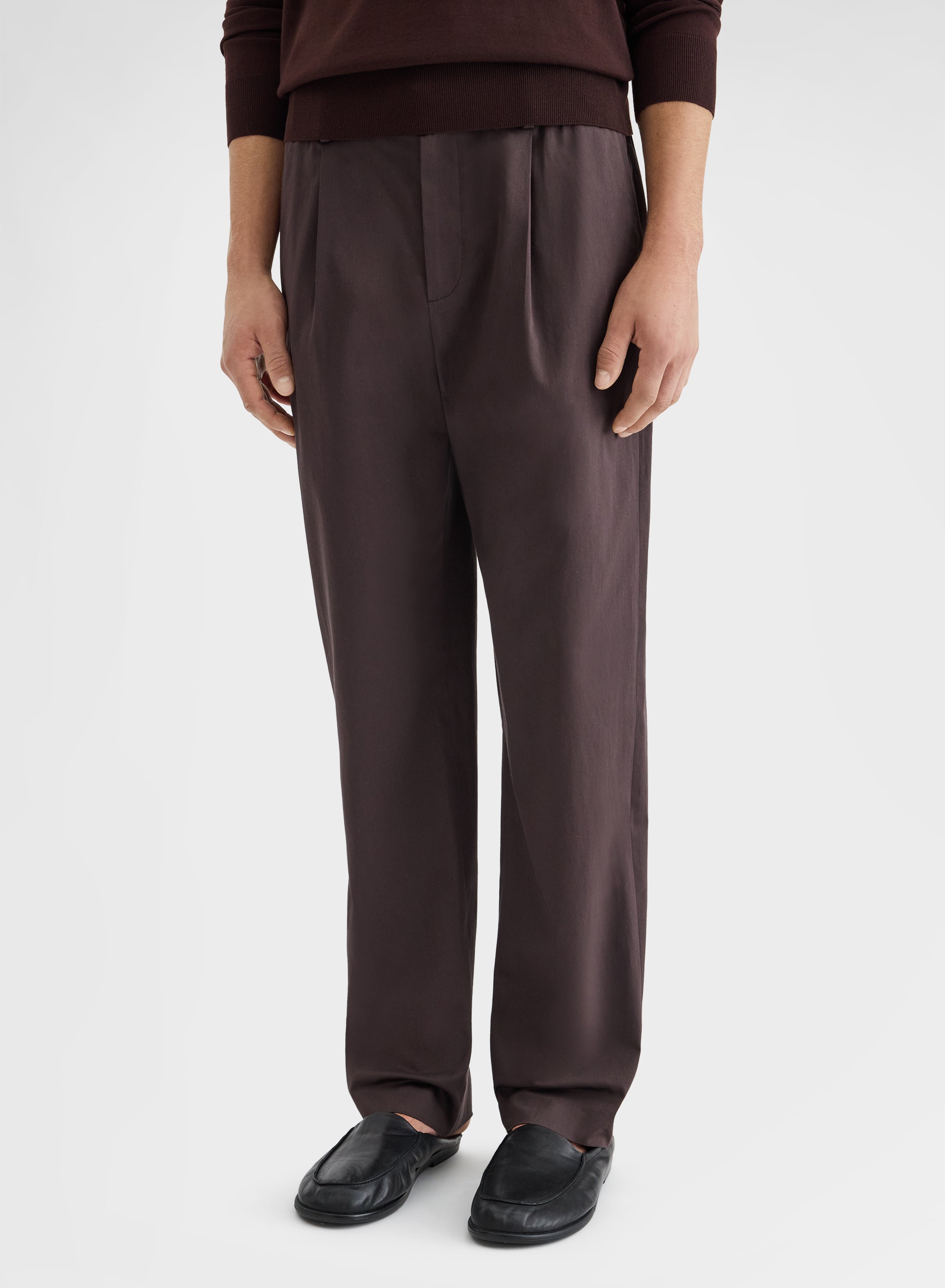 COTTON SATIN PANTS CHOCOLATE