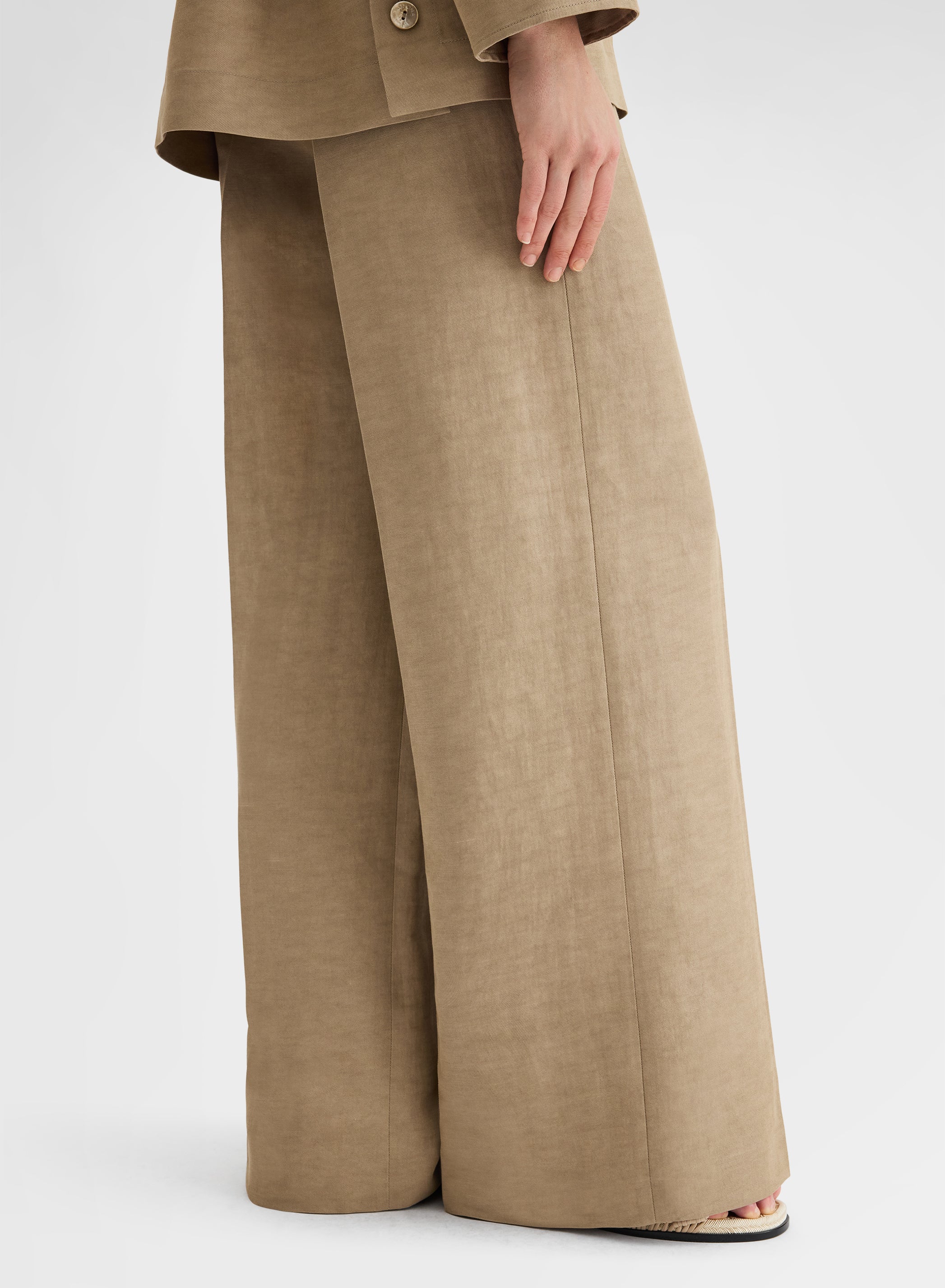 COTTON BLEND TWILL PANTS KHAKI