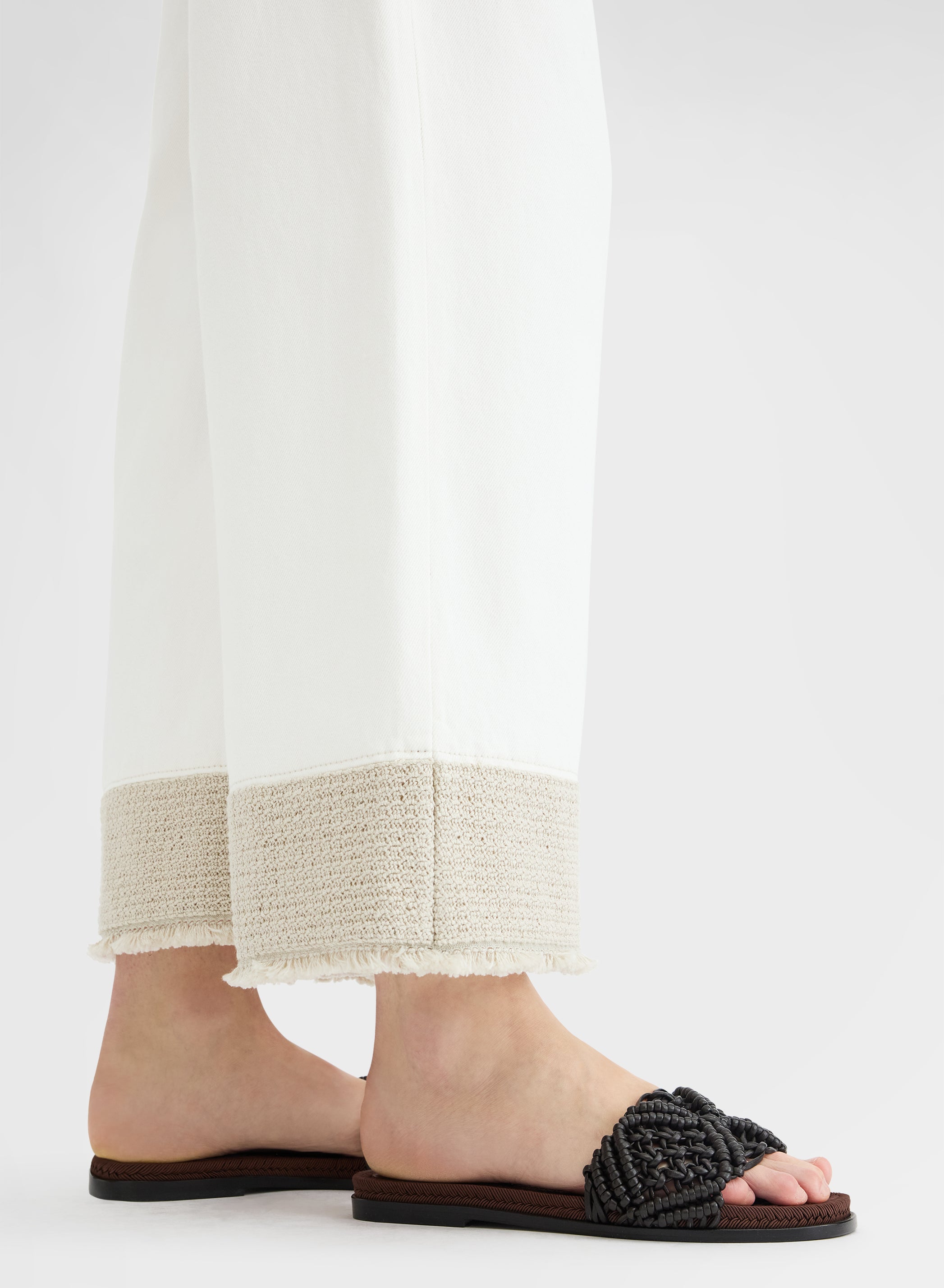 COTTON LINEN DENIM PANTS WHITE
