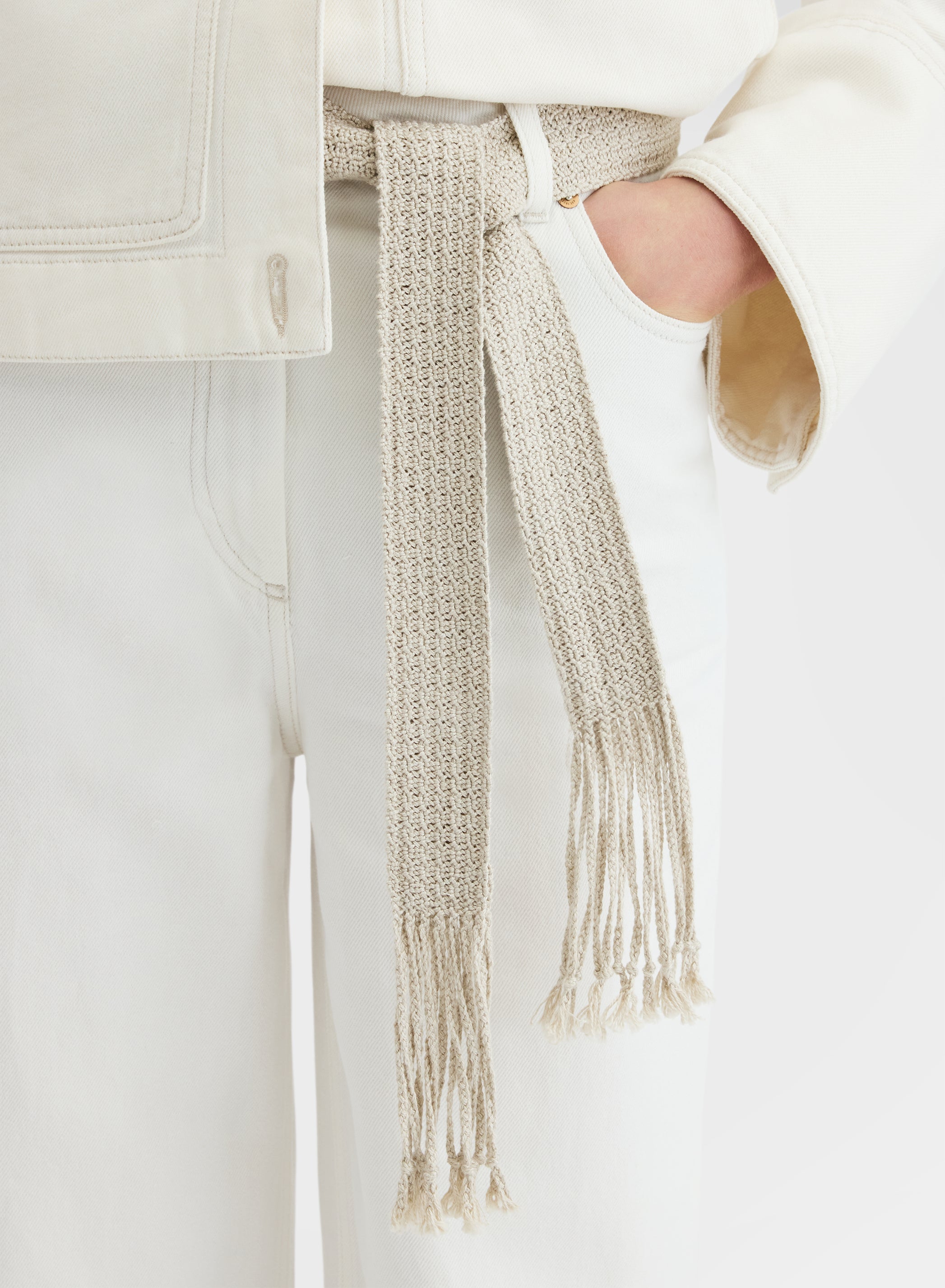 COTTON LINEN DENIM PANTS WHITE