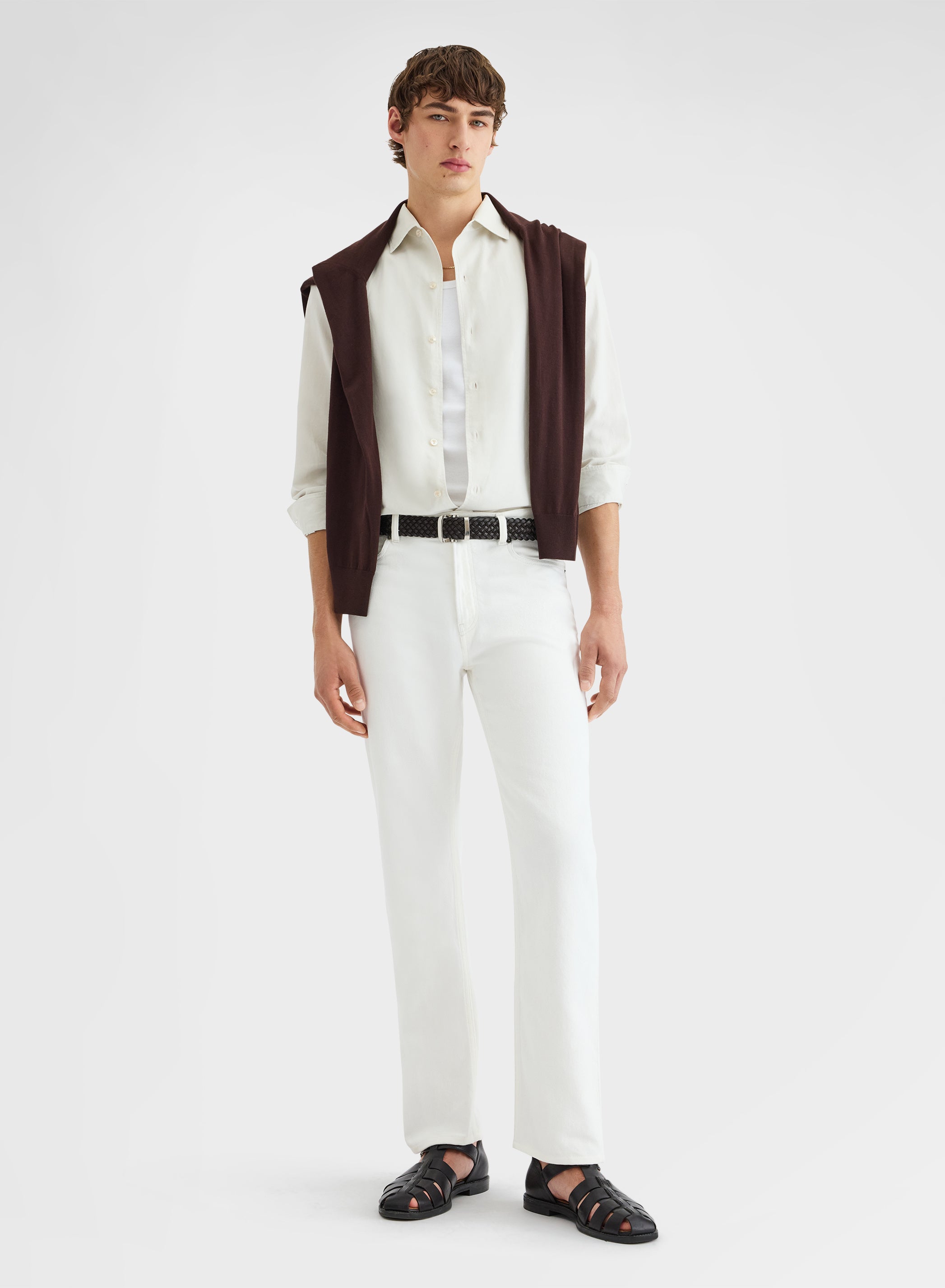 COTTON SILK SHIRT GARMENT DYED SHIRT STONE