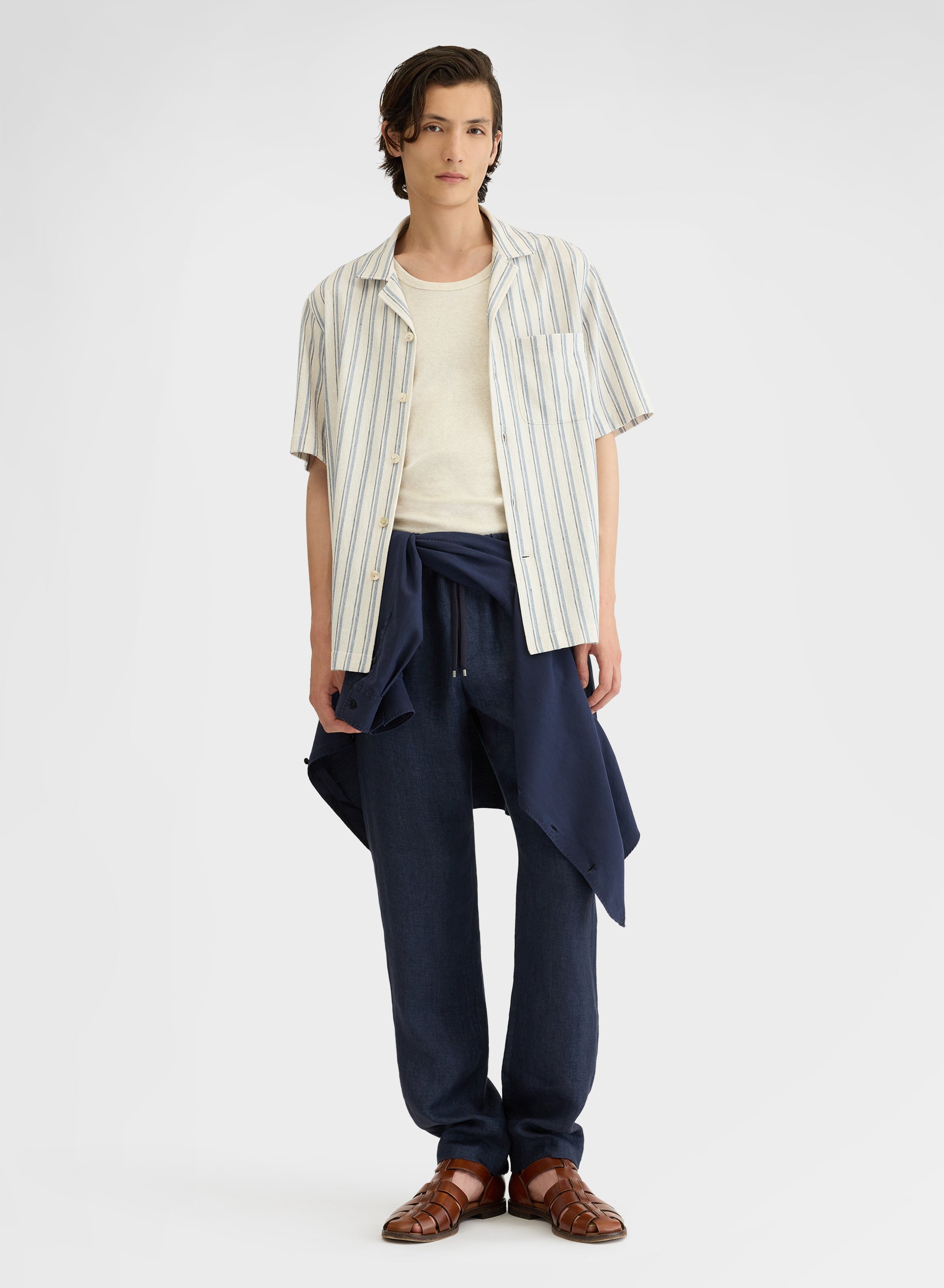 STRIPED JERSEY SHIRT DUSTY BLUE