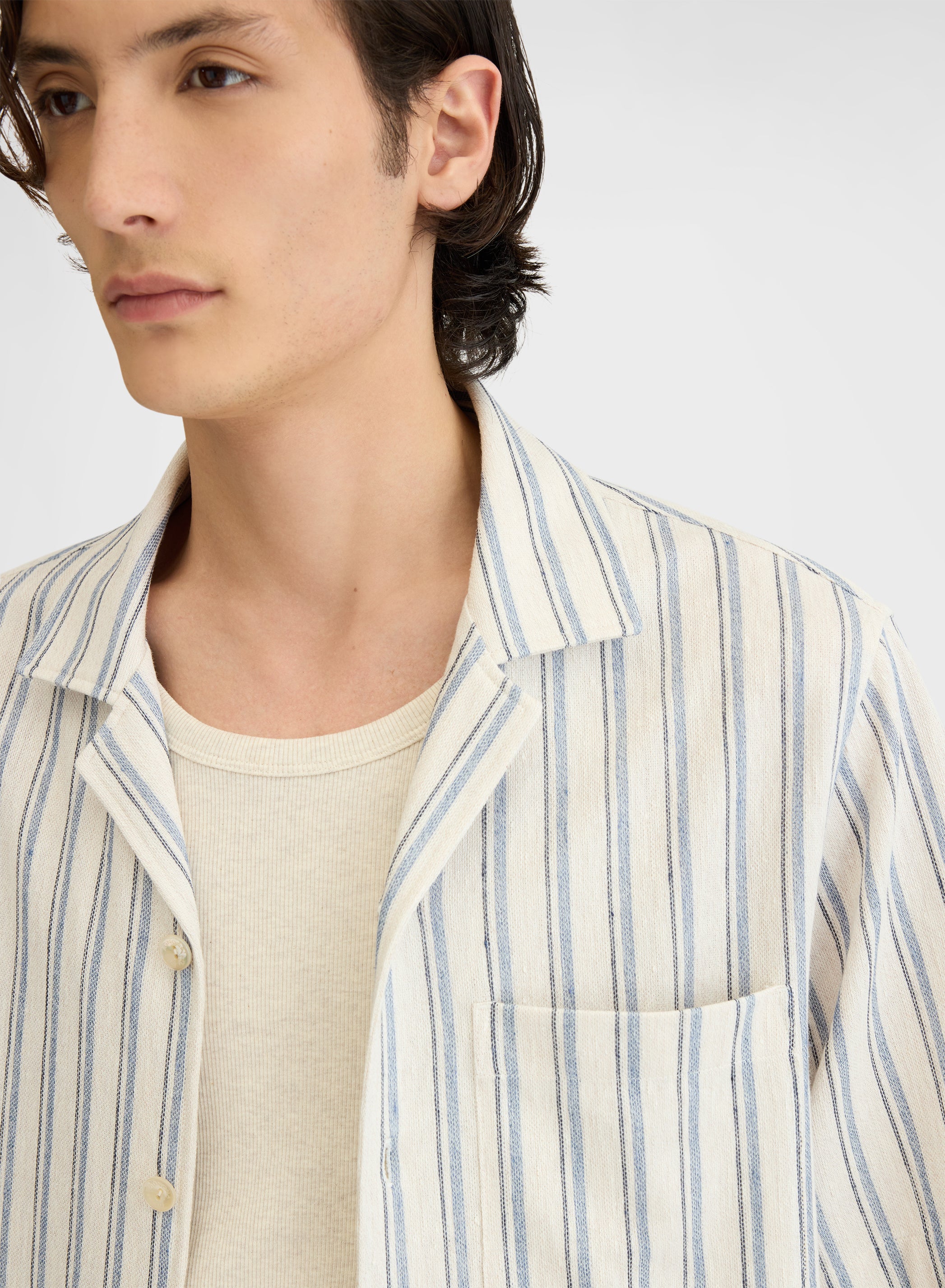 STRIPED JERSEY SHIRT DUSTY BLUE