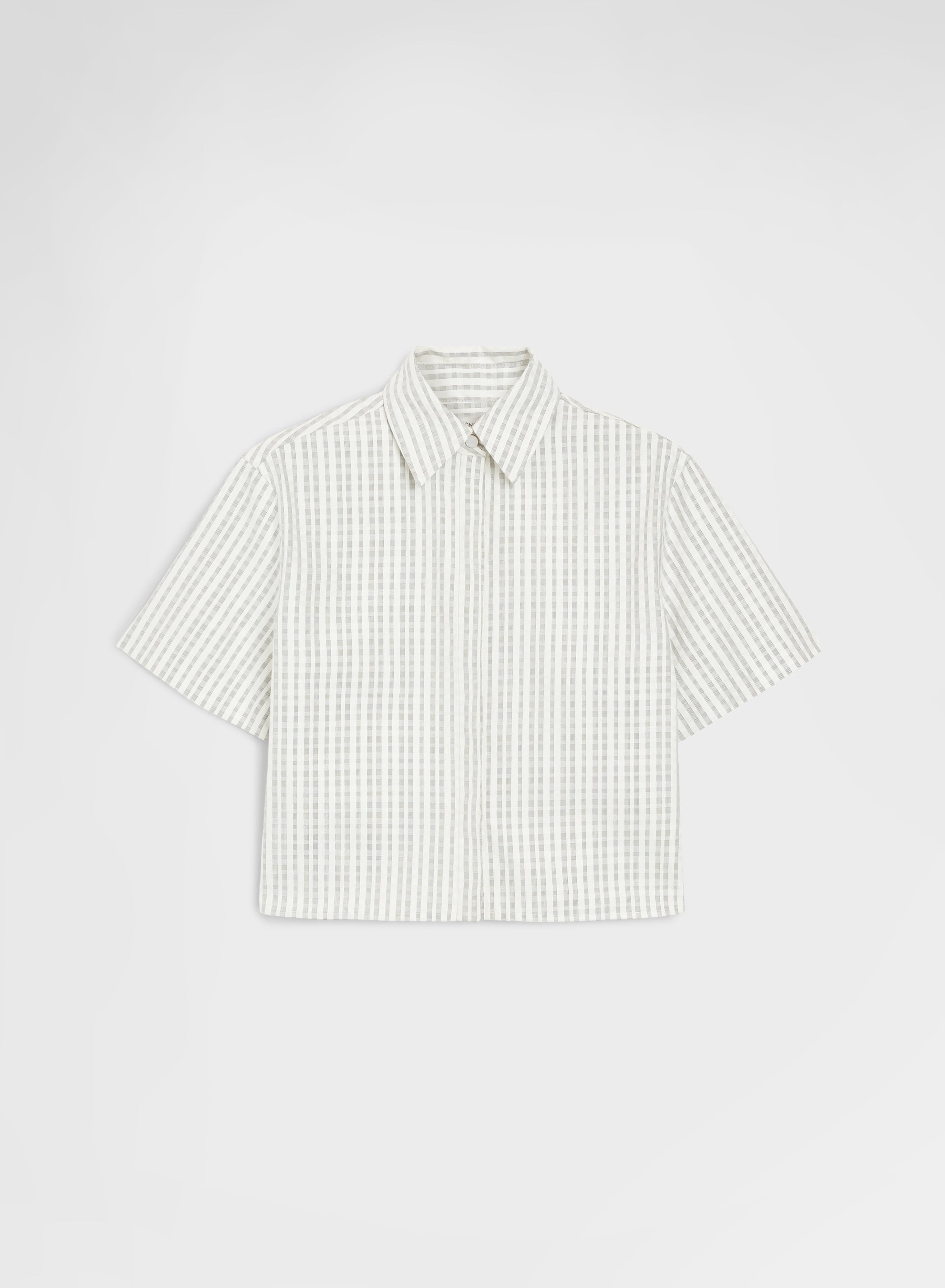 TEXTURED COTTON SILK SHIRT GREY