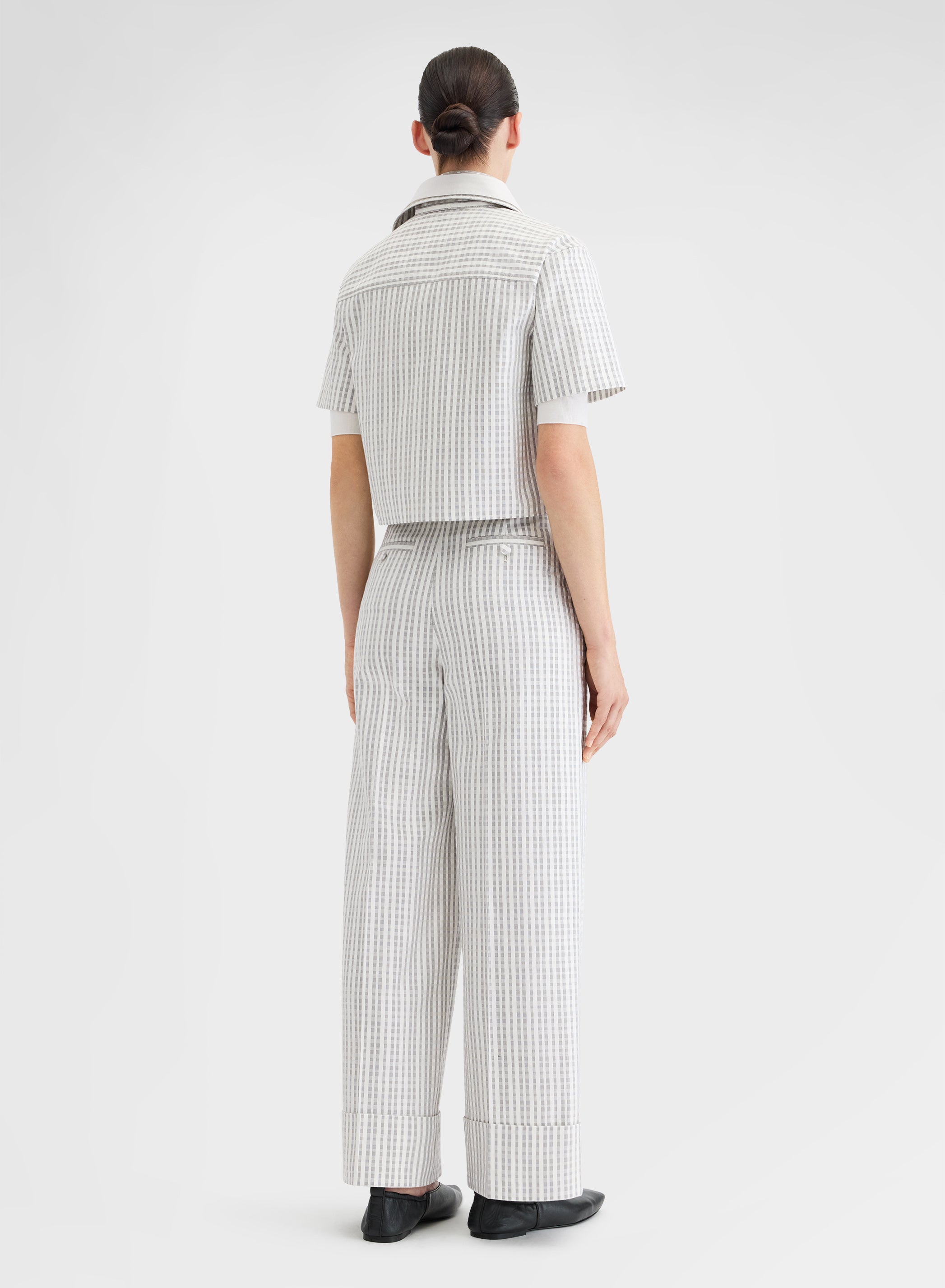 TEXTURED COTTON SILK SHIRT GREY