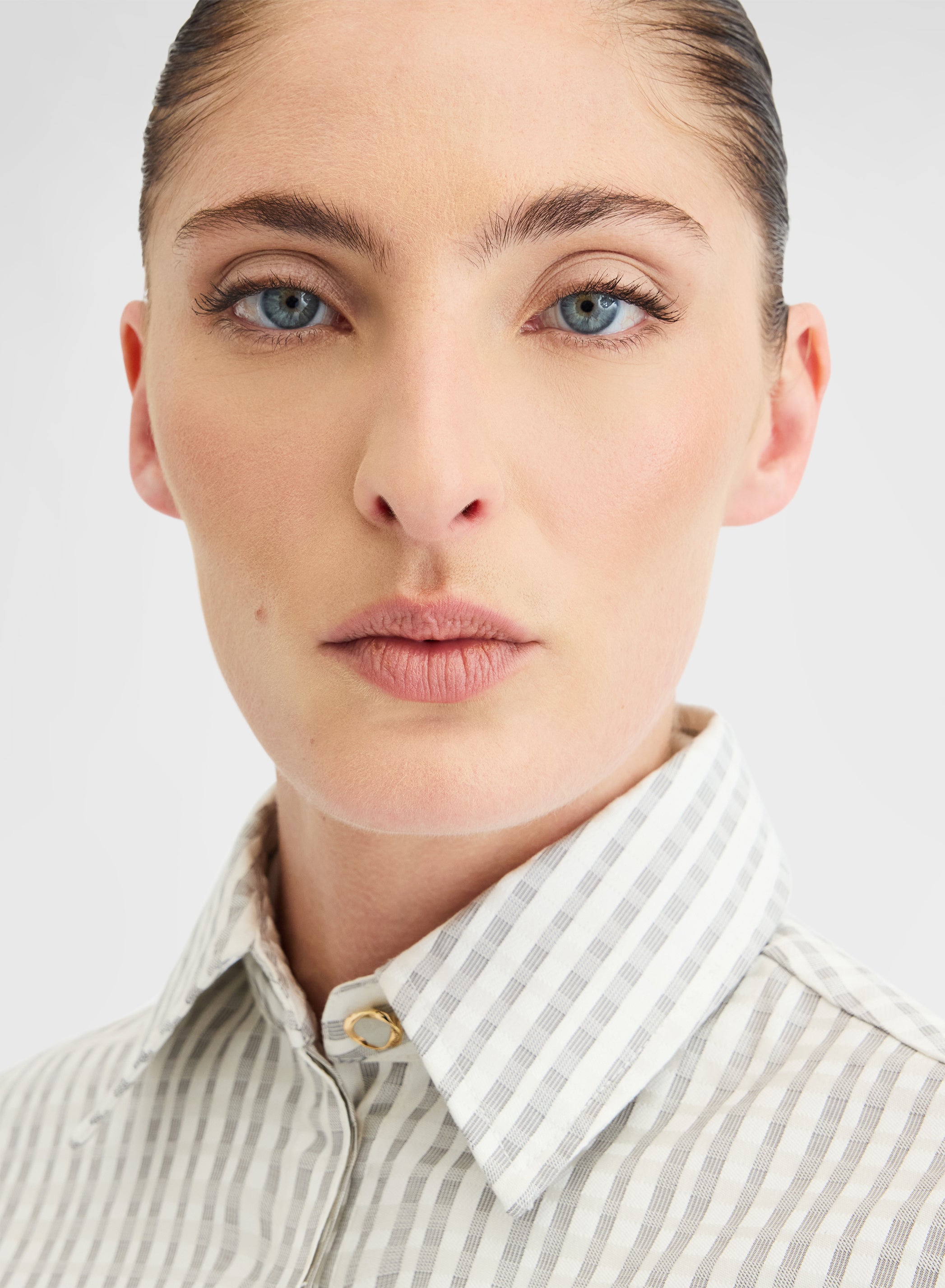 TEXTURED COTTON SILK SHIRT GREY