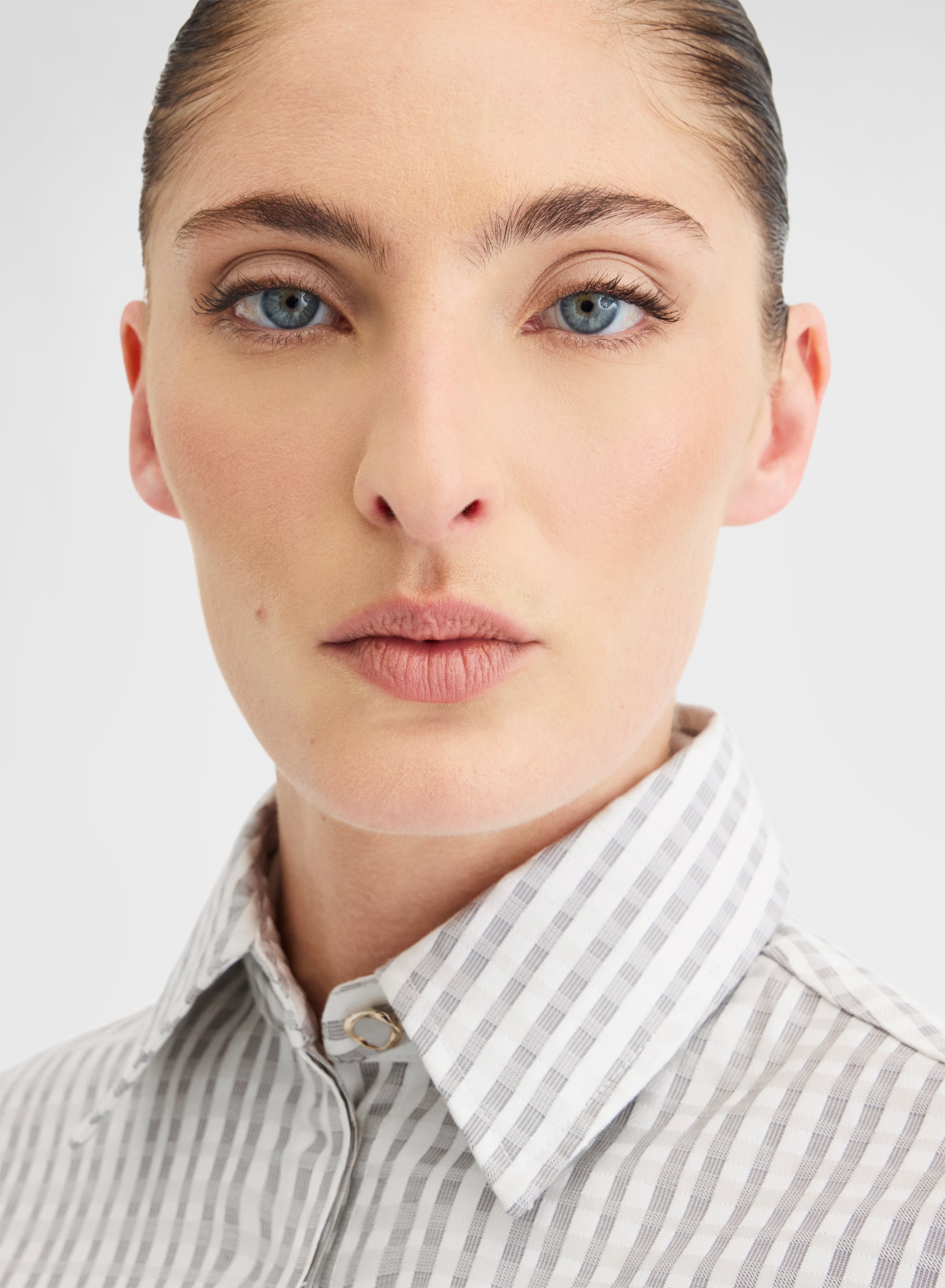 TEXTURED COTTON SILK SHIRT GREY