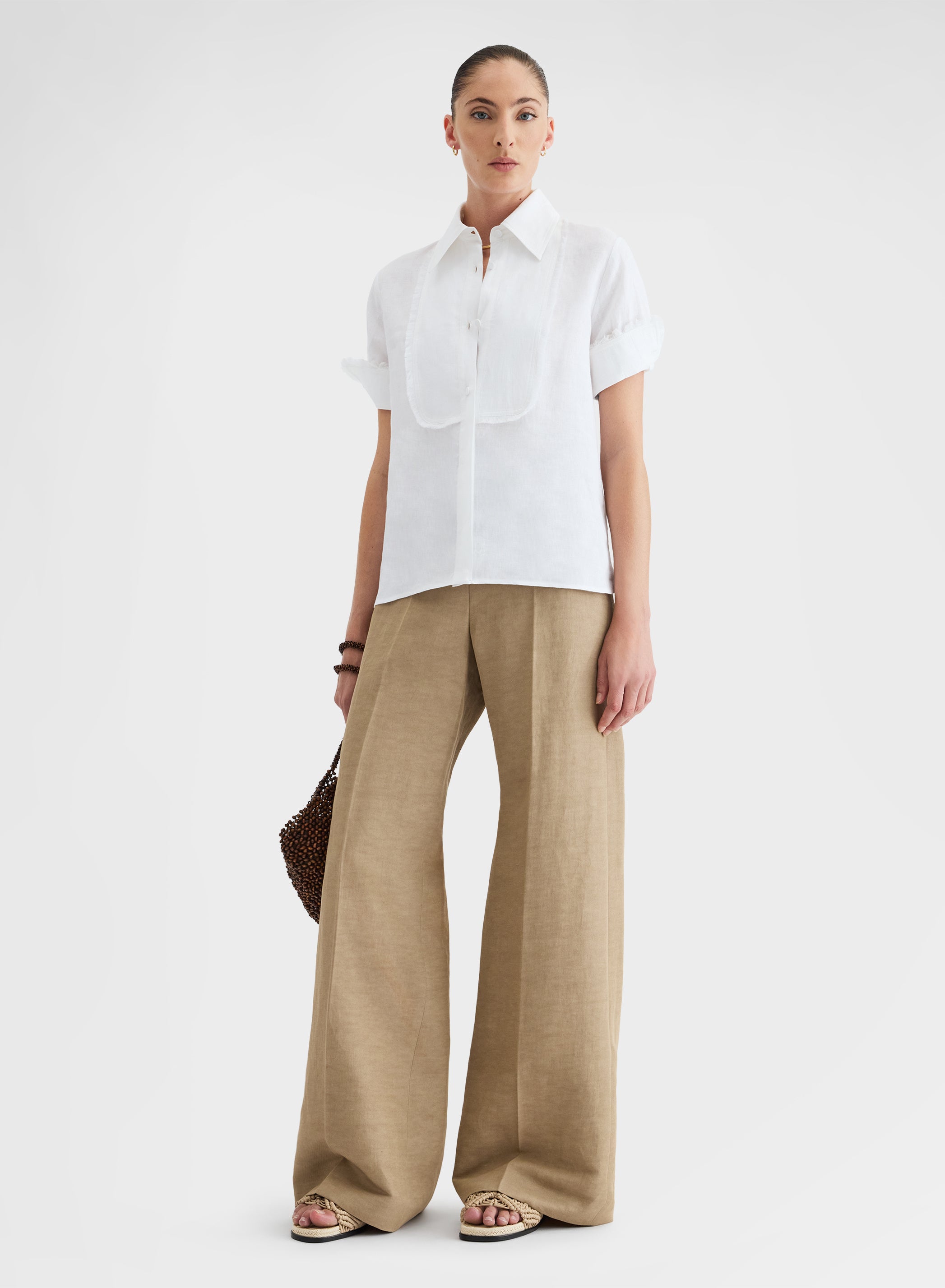 LIGHT LINEN SHORT SLEEVE SHIRT WHITE