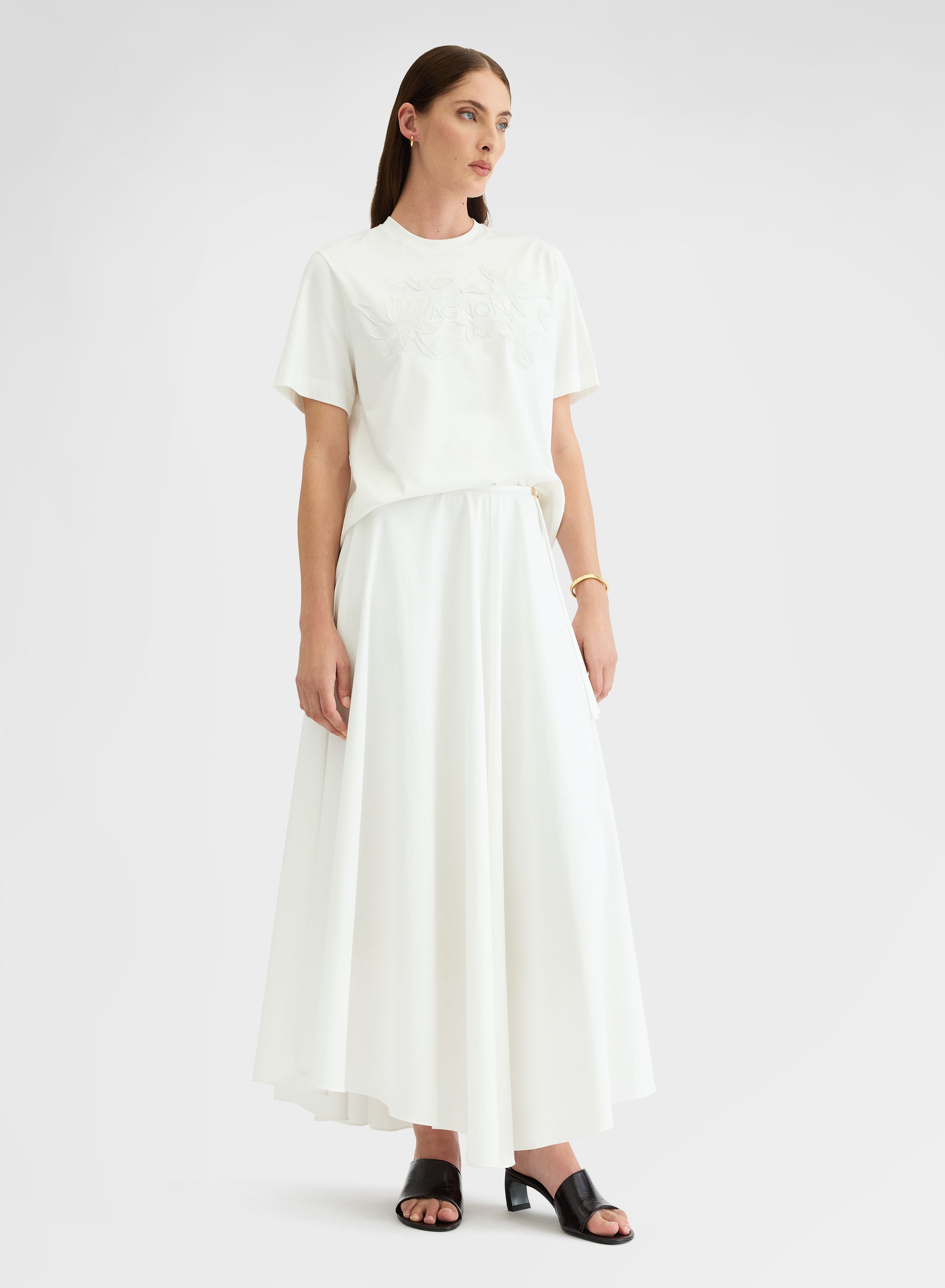 COTTON SATIN SKIRT WHITE