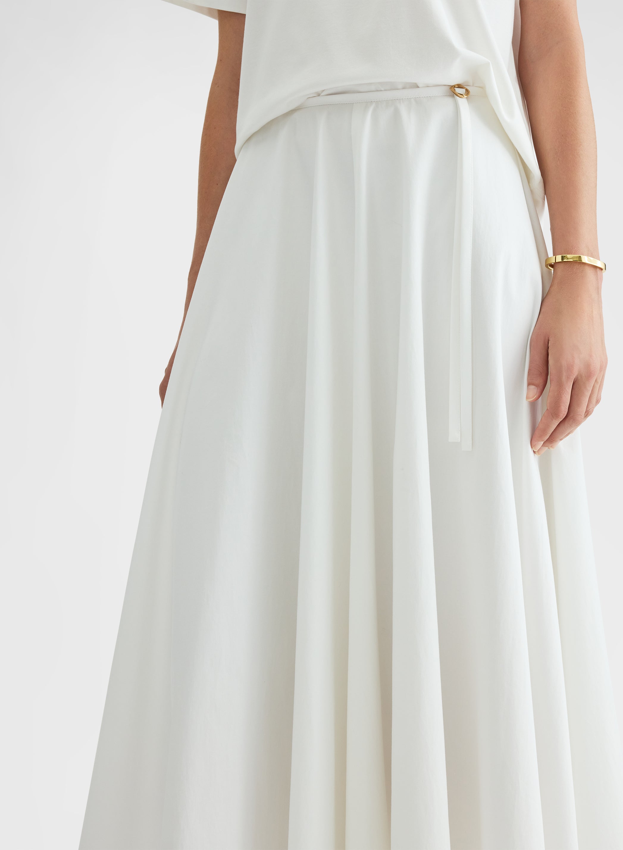 COTTON SATIN SKIRT WHITE