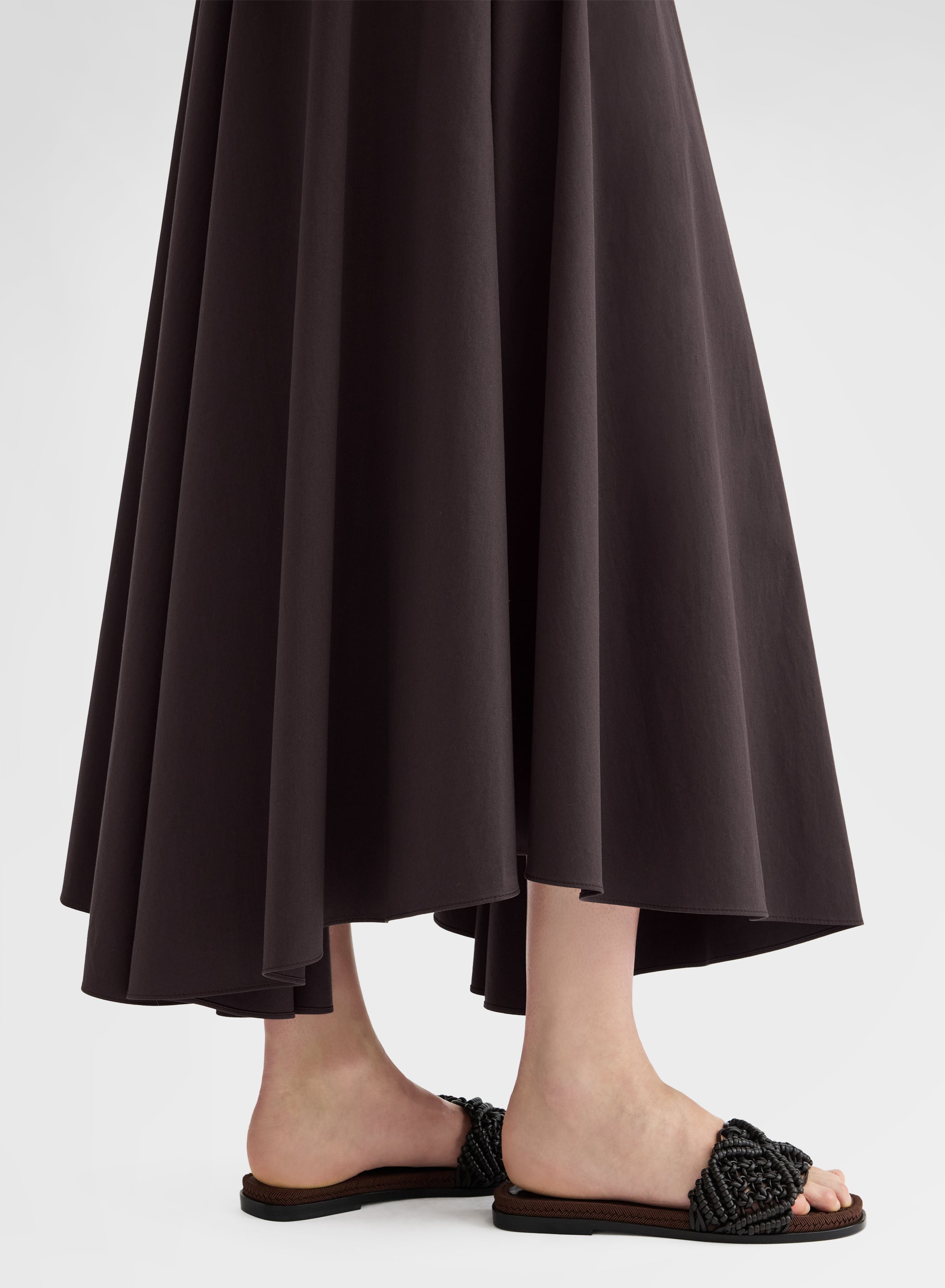 COTTON SATIN SKIRT CHOCOLATE