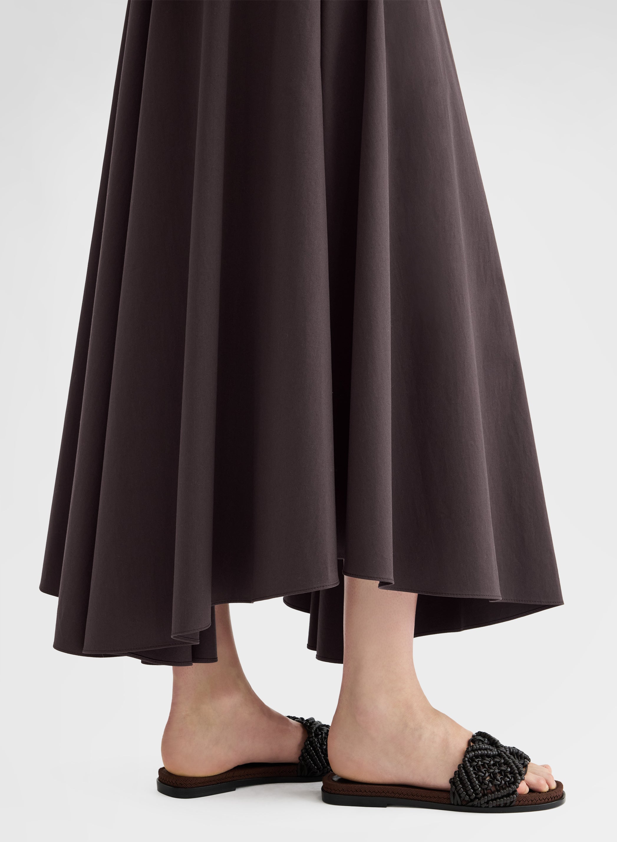 COTTON SATIN SKIRT CHOCOLATE