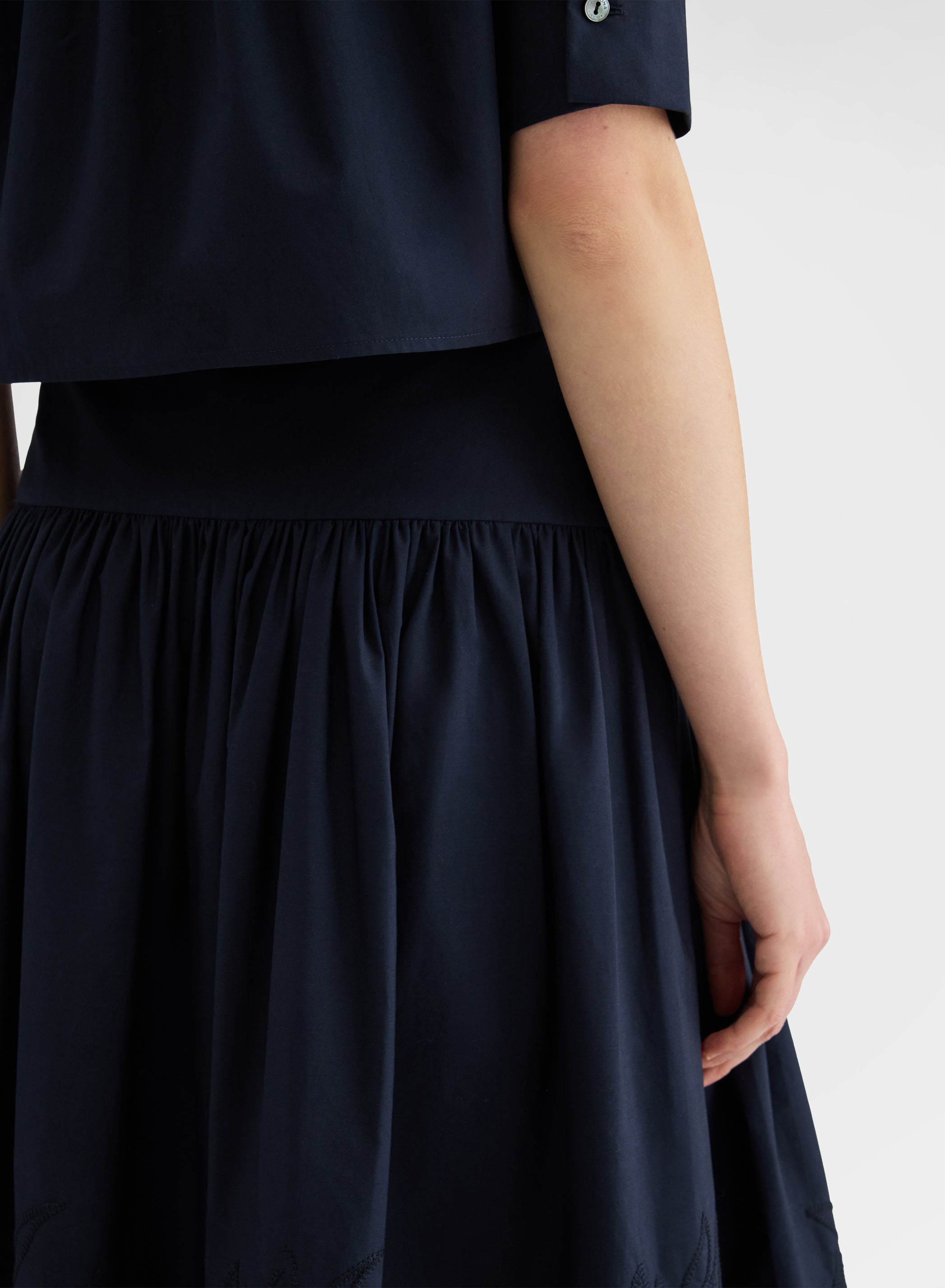 COTTON POPLIN SKIRT NAVY