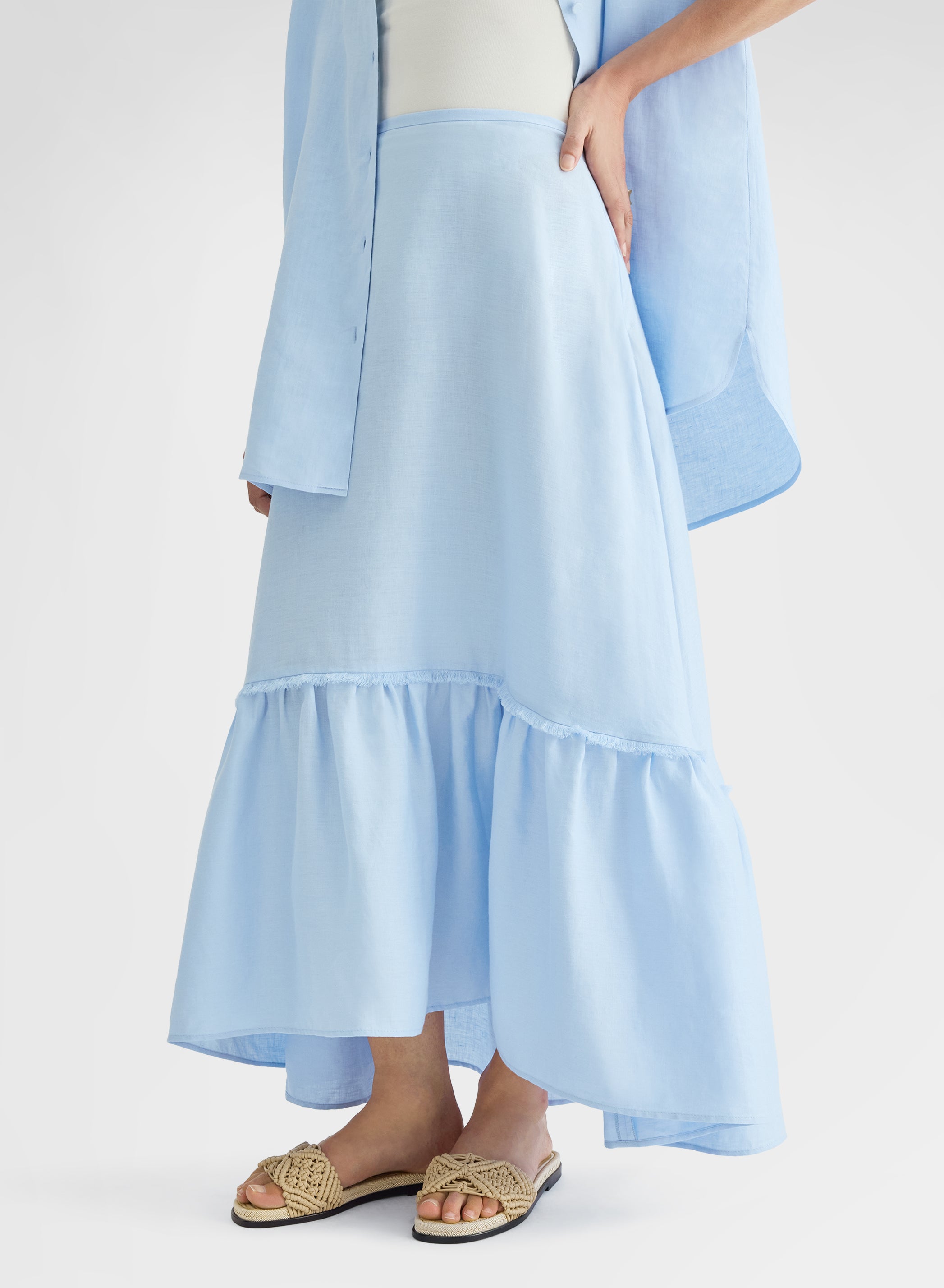 LIGHT LINEN SKIRT CLOUD