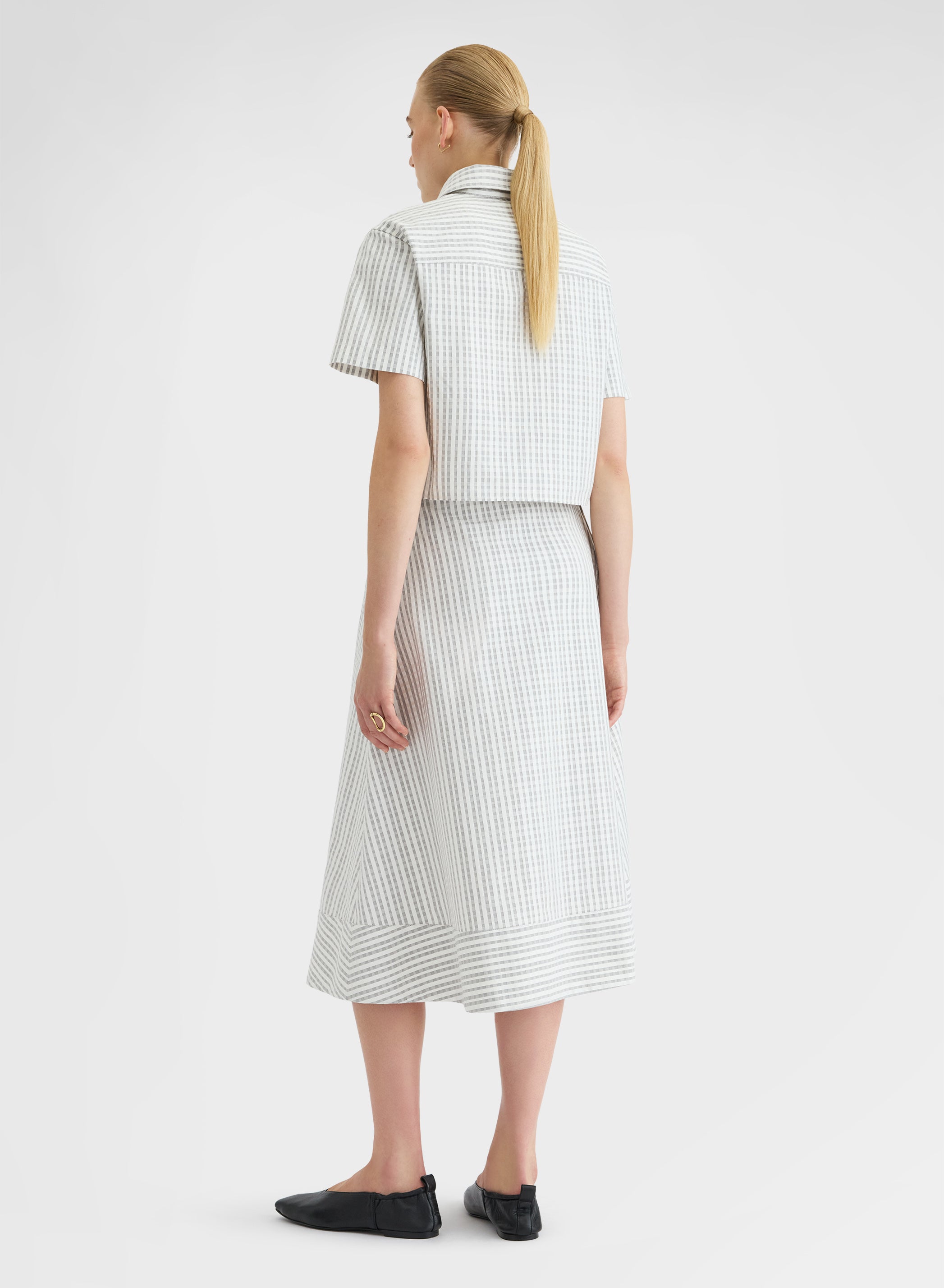 TEXTURED COTTON SILK SKIRT GREY