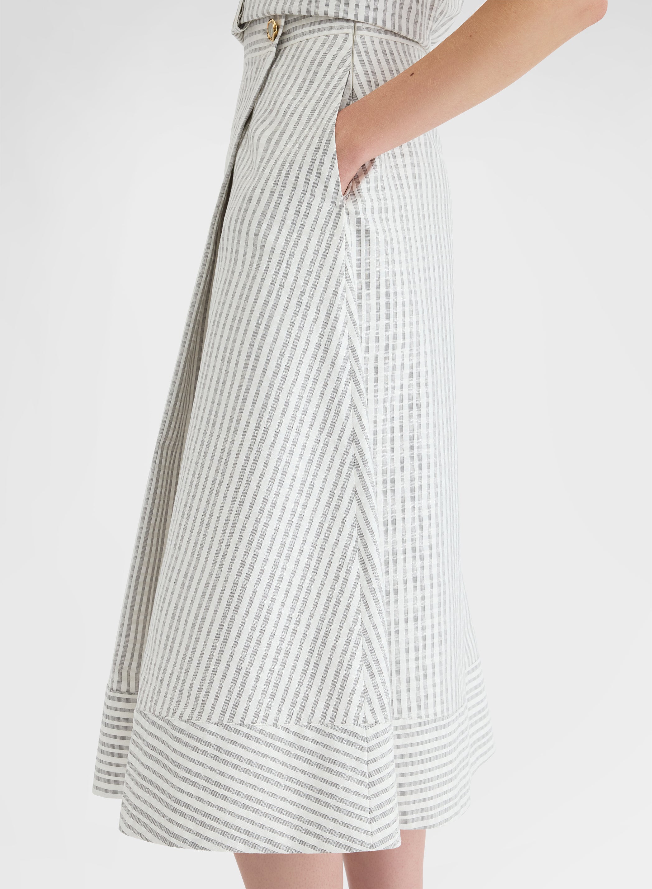 TEXTURED COTTON SILK SKIRT GREY