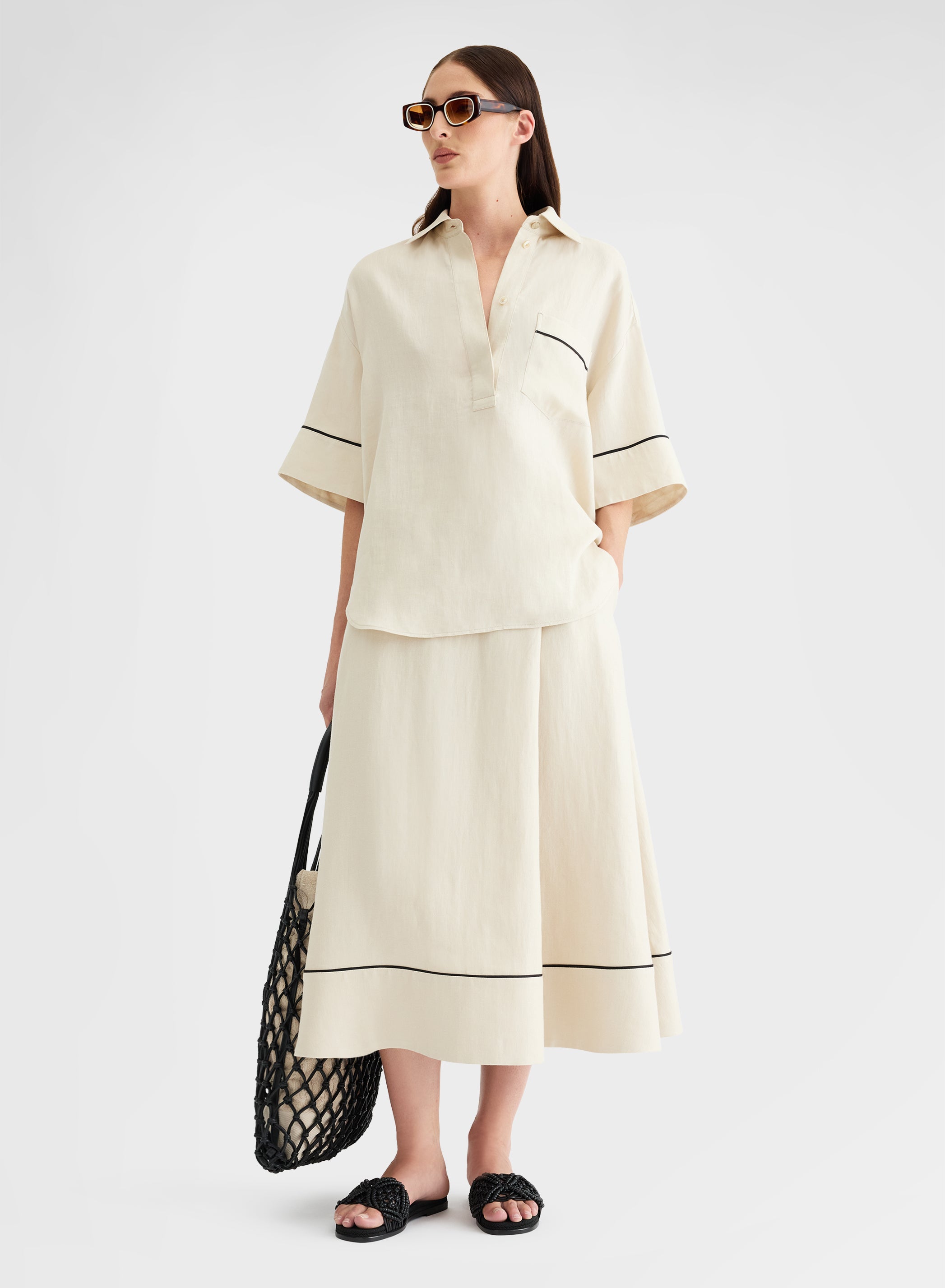 BATAVIA LINEN SKIRT BEIGE